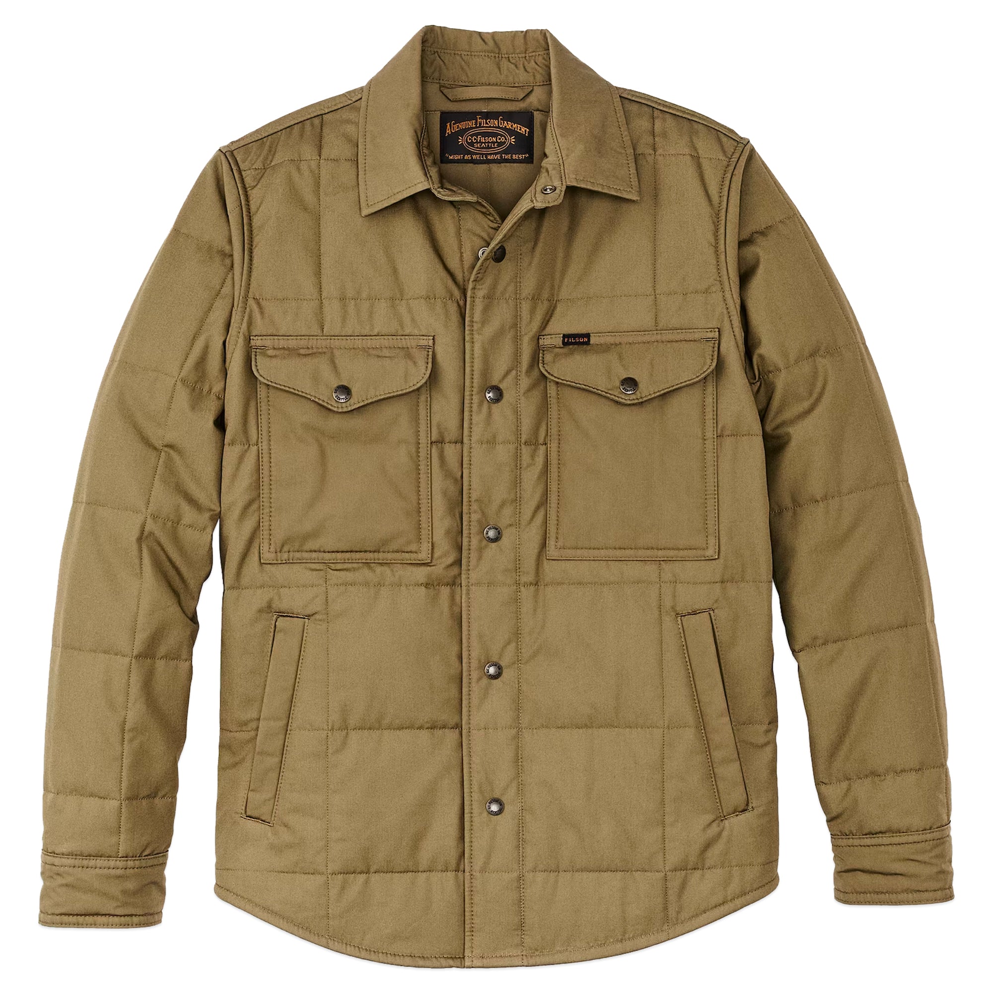 Filson Cover Cloth Quilted Jac Shirt Olive Drab