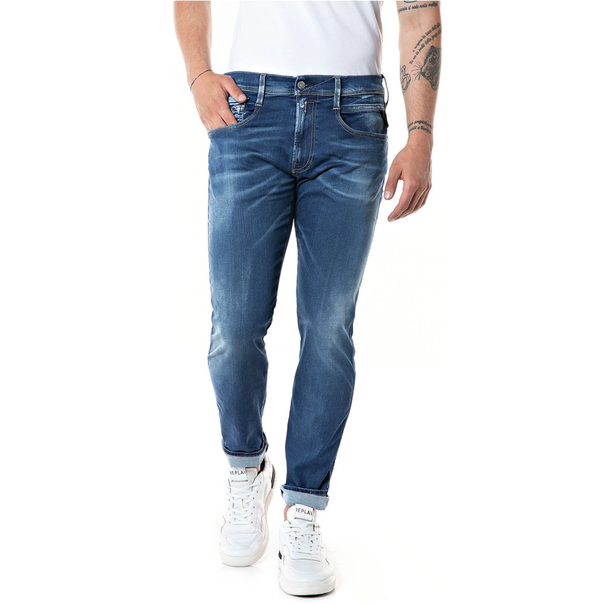 XLite Blue Replay Slim Re-Used Jeans Hyperflex - Anbass Fit Medium