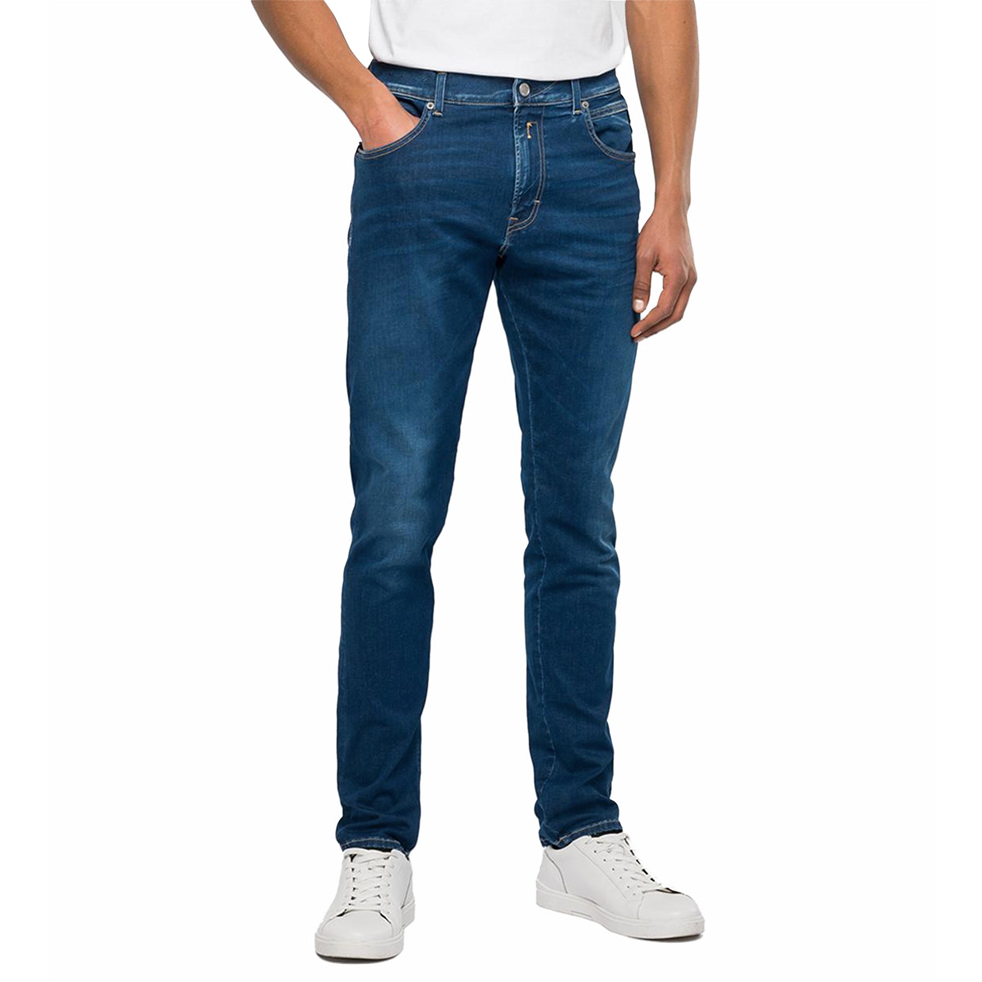 Fit Mid X-Lite Ocean Slim Blue - Replay Hyperflex Jeans Anbass