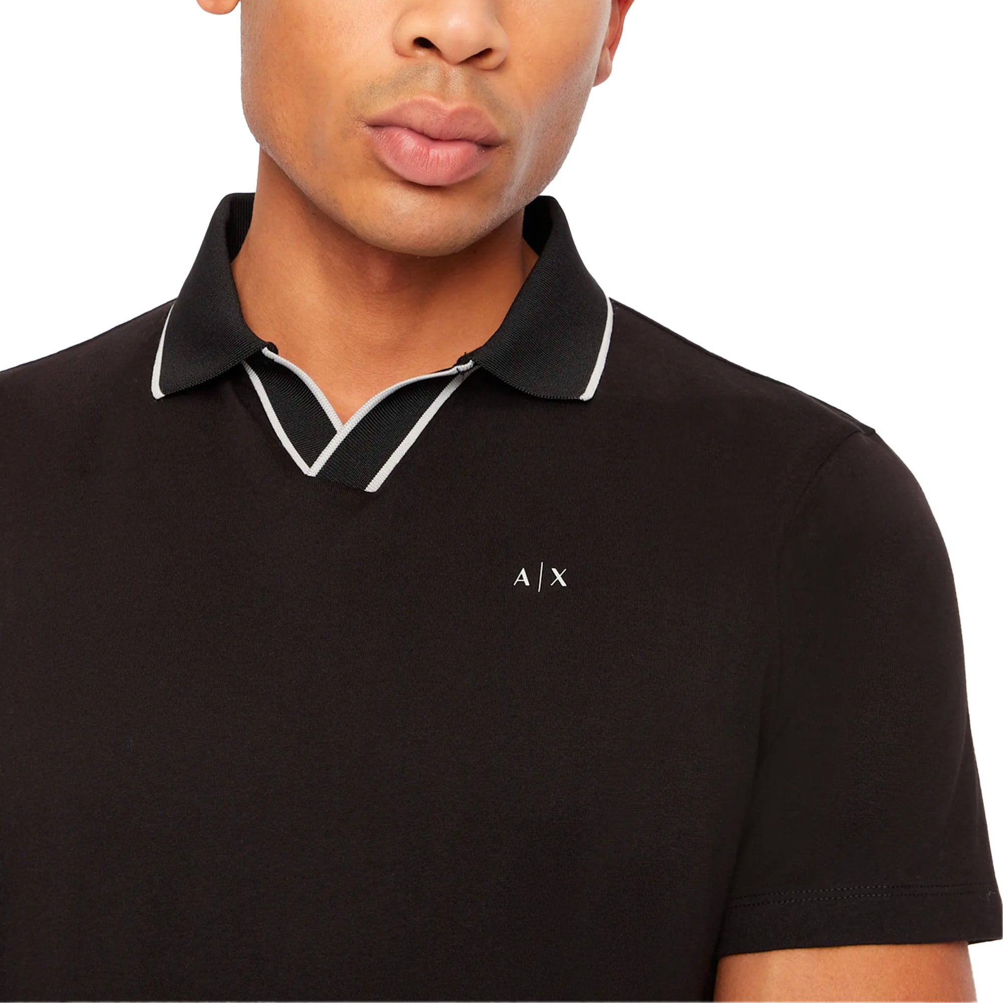 Armani Exchange 3RZFFC Open Neck Polo Black