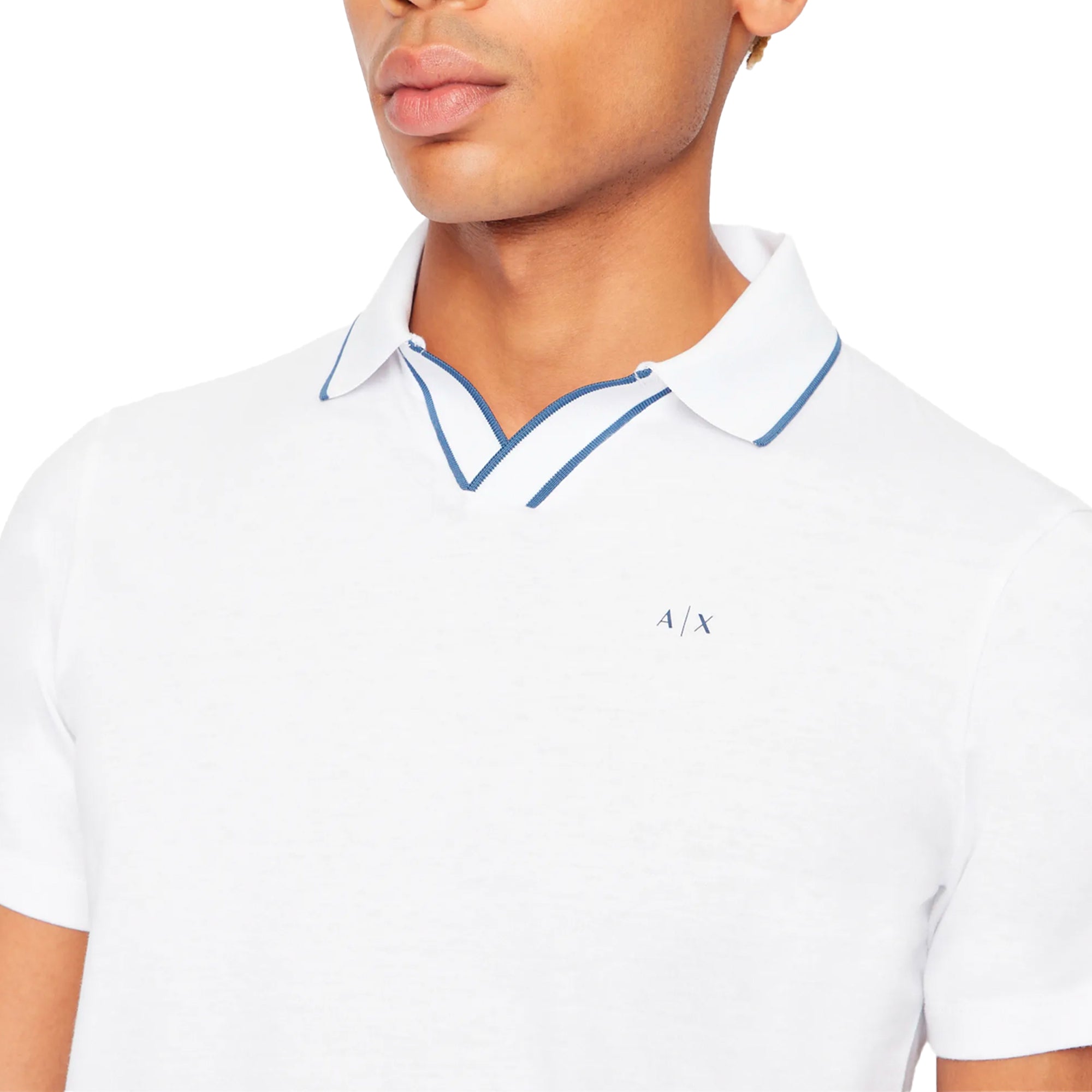 Armani Exchange 3RZFFC Open Neck Polo White