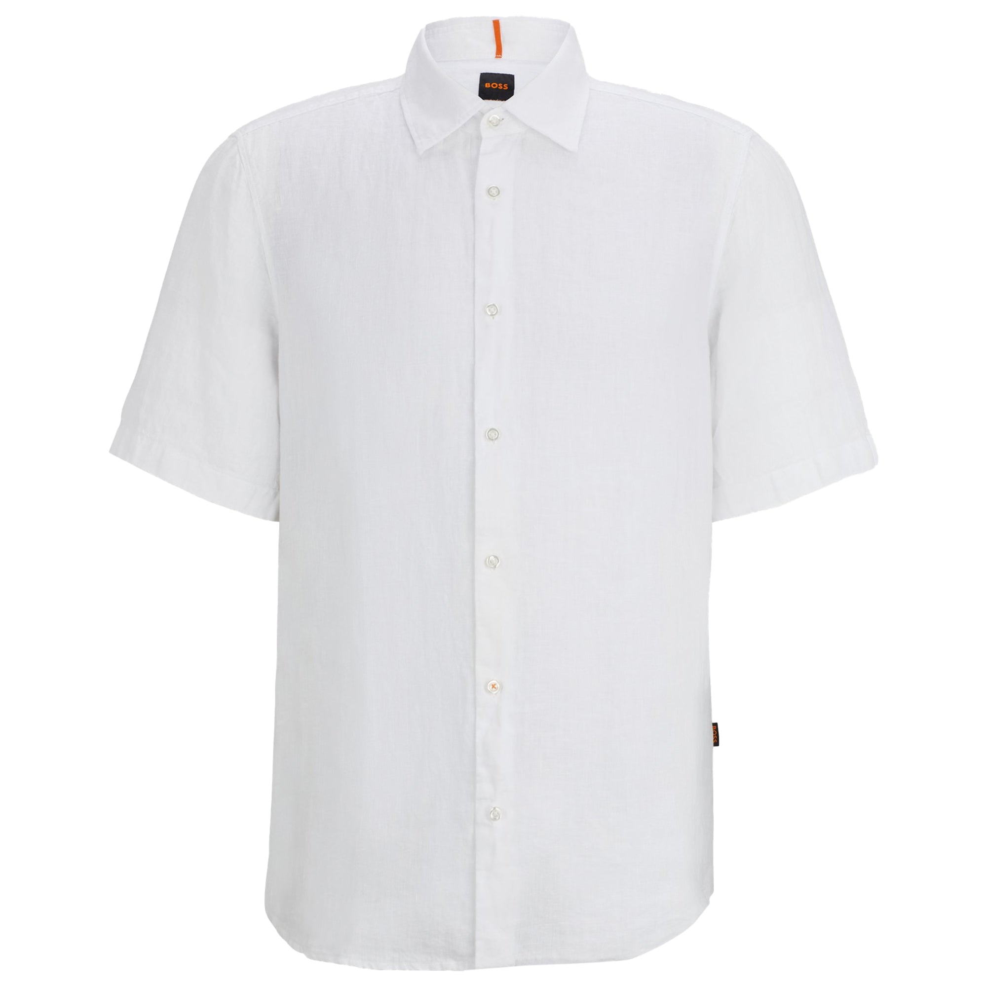 Boss Rash 2 Linen Short Sleeve Shirt - White