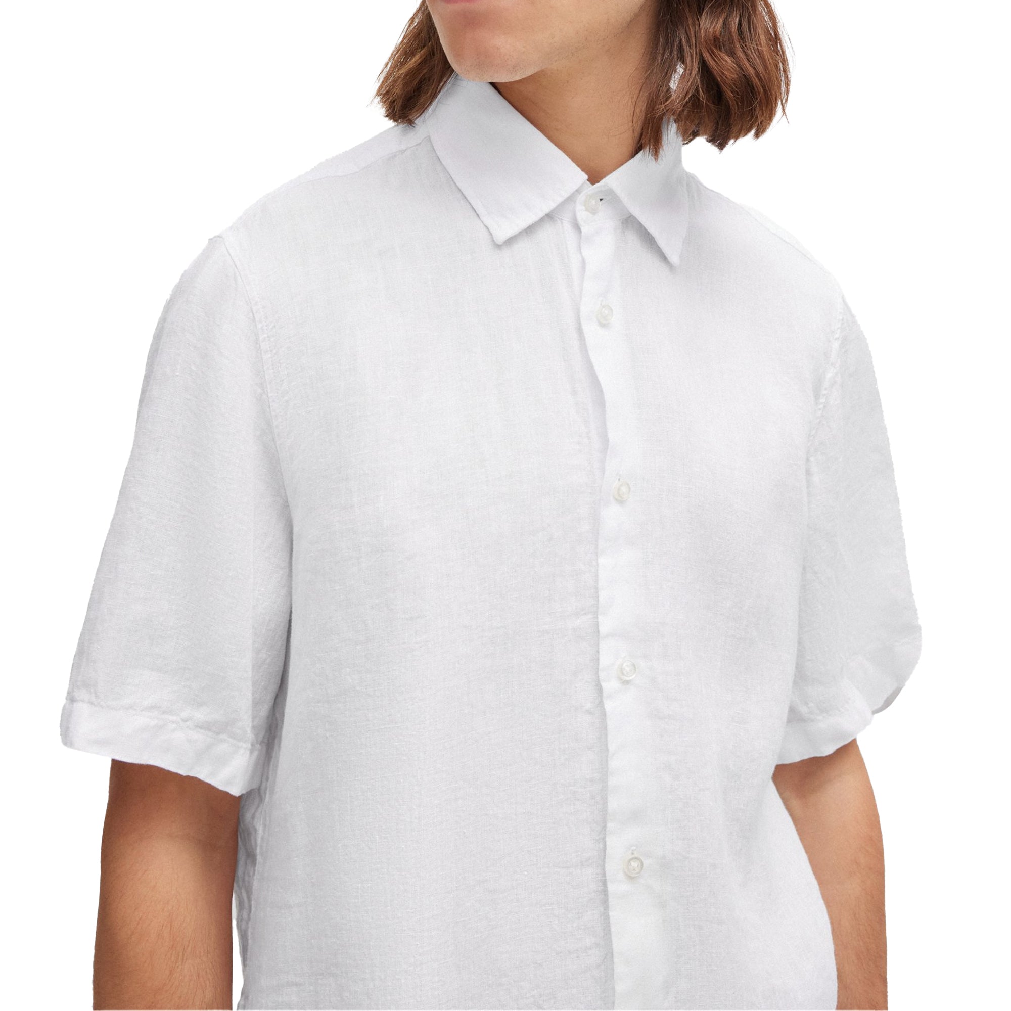 Boss Rash 2 Linen Short Sleeve Shirt - White