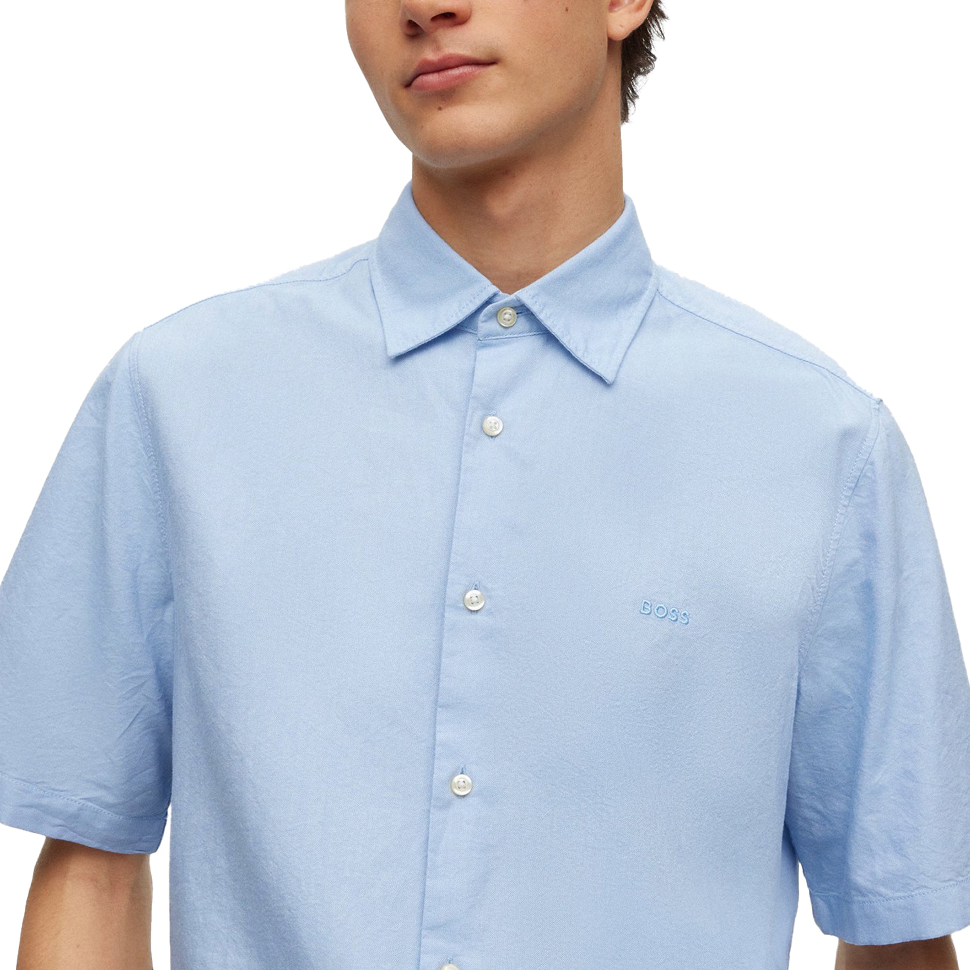 Hugo boss blue short sleeve deals shirt