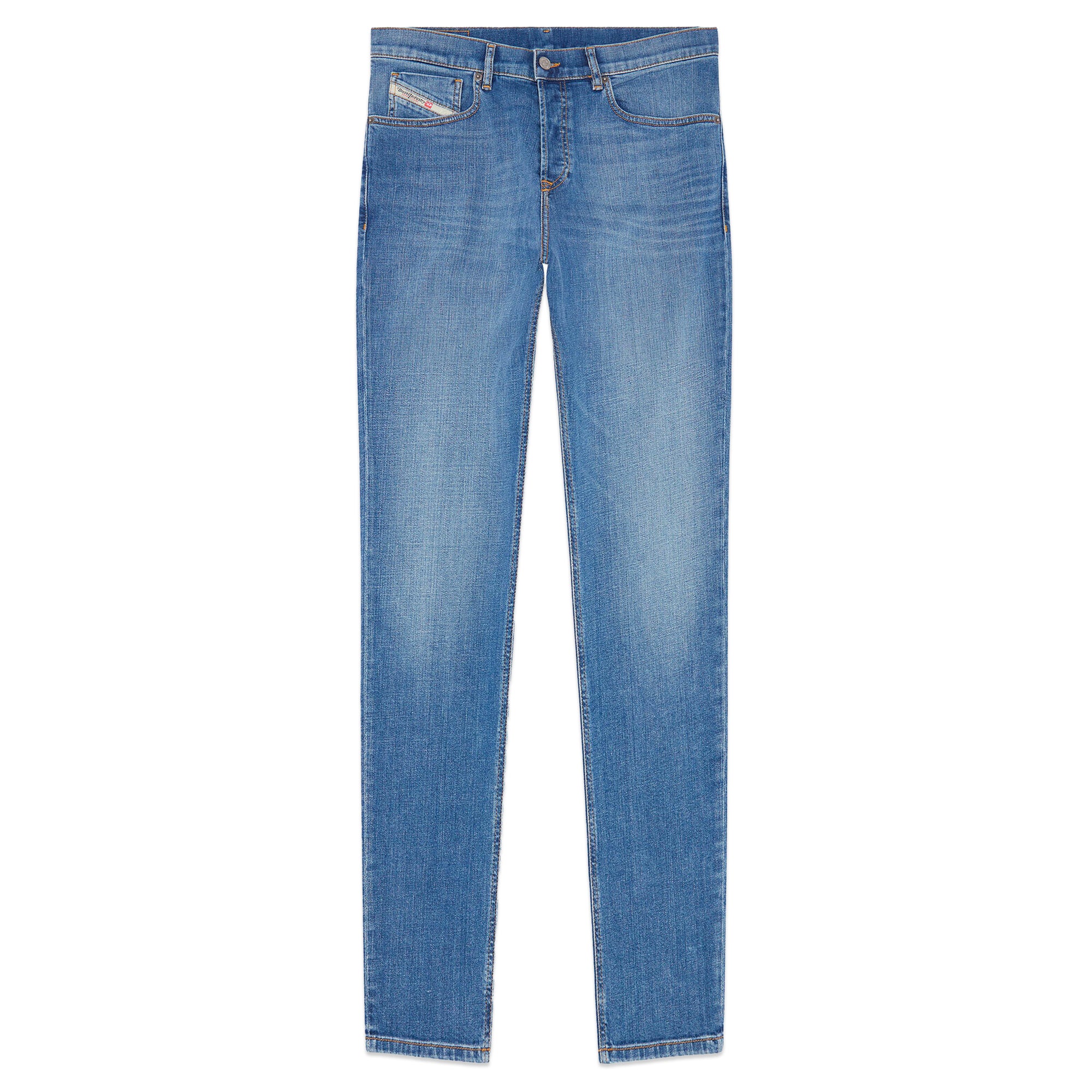 Flatshot of Diesel D-Fining 09D47 Tapered Fit Jeans in Medium Blue