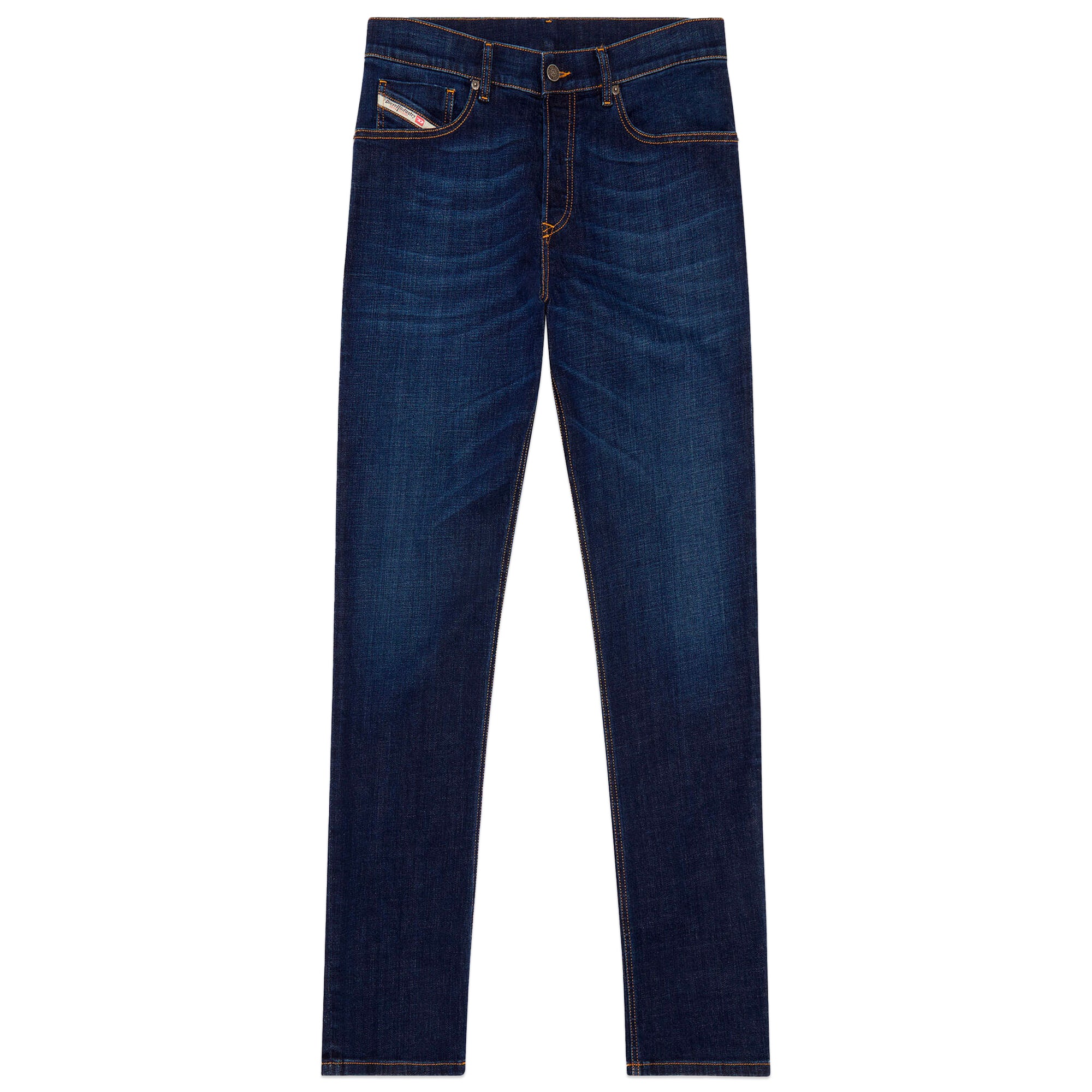 Flatshot of Diesel D-Finitive 09F89 Tapered Fit Jeans in Dark Blue