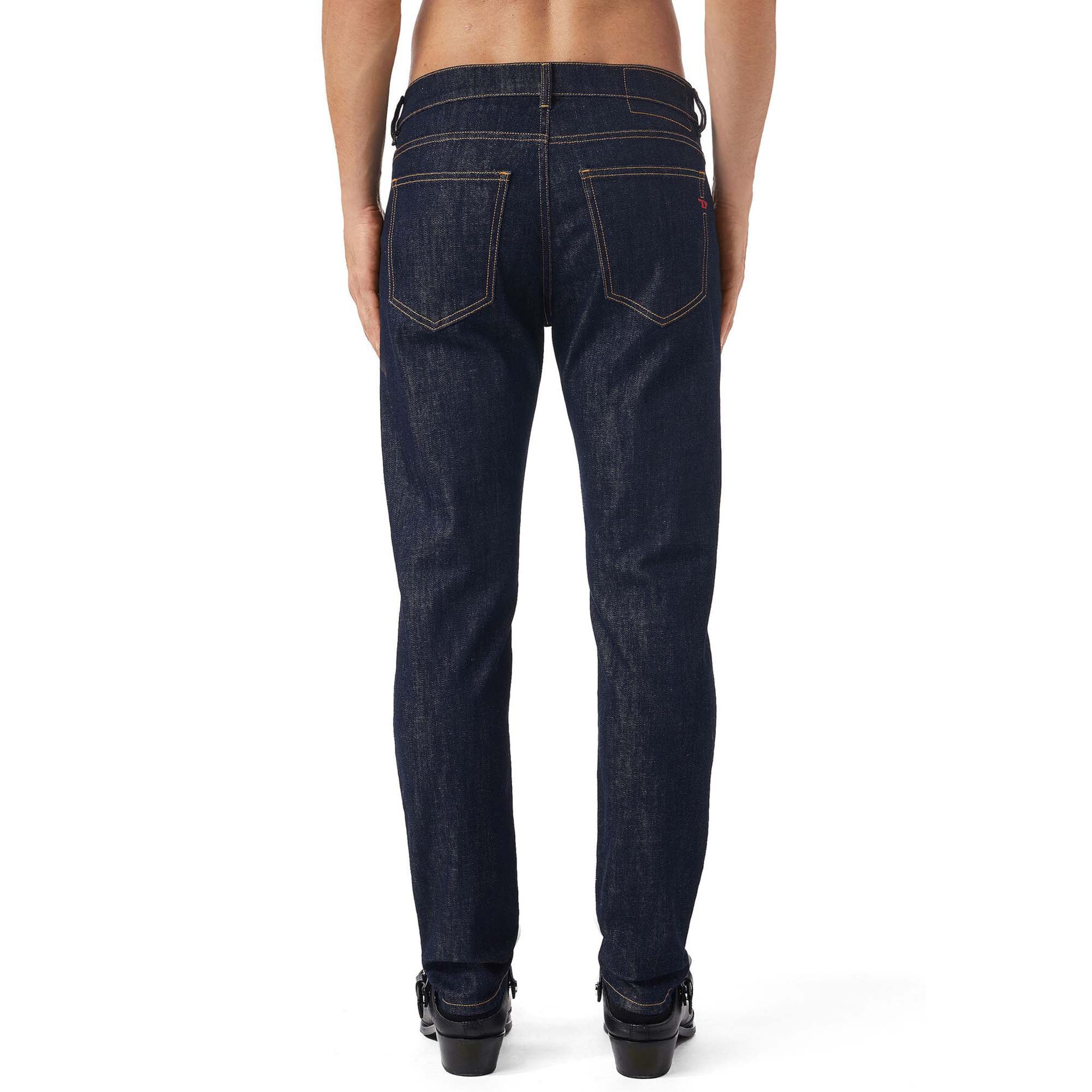 Rear view of Diesel D-Strukt Z9B89 Straight Fit Jeans in Raw Rinse