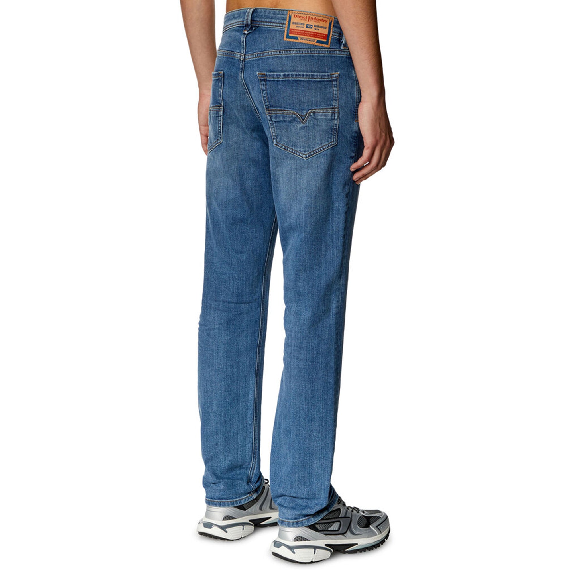 Rear view of Diesel Larkee 0KIAL Straight Fit Jean in Light Blue