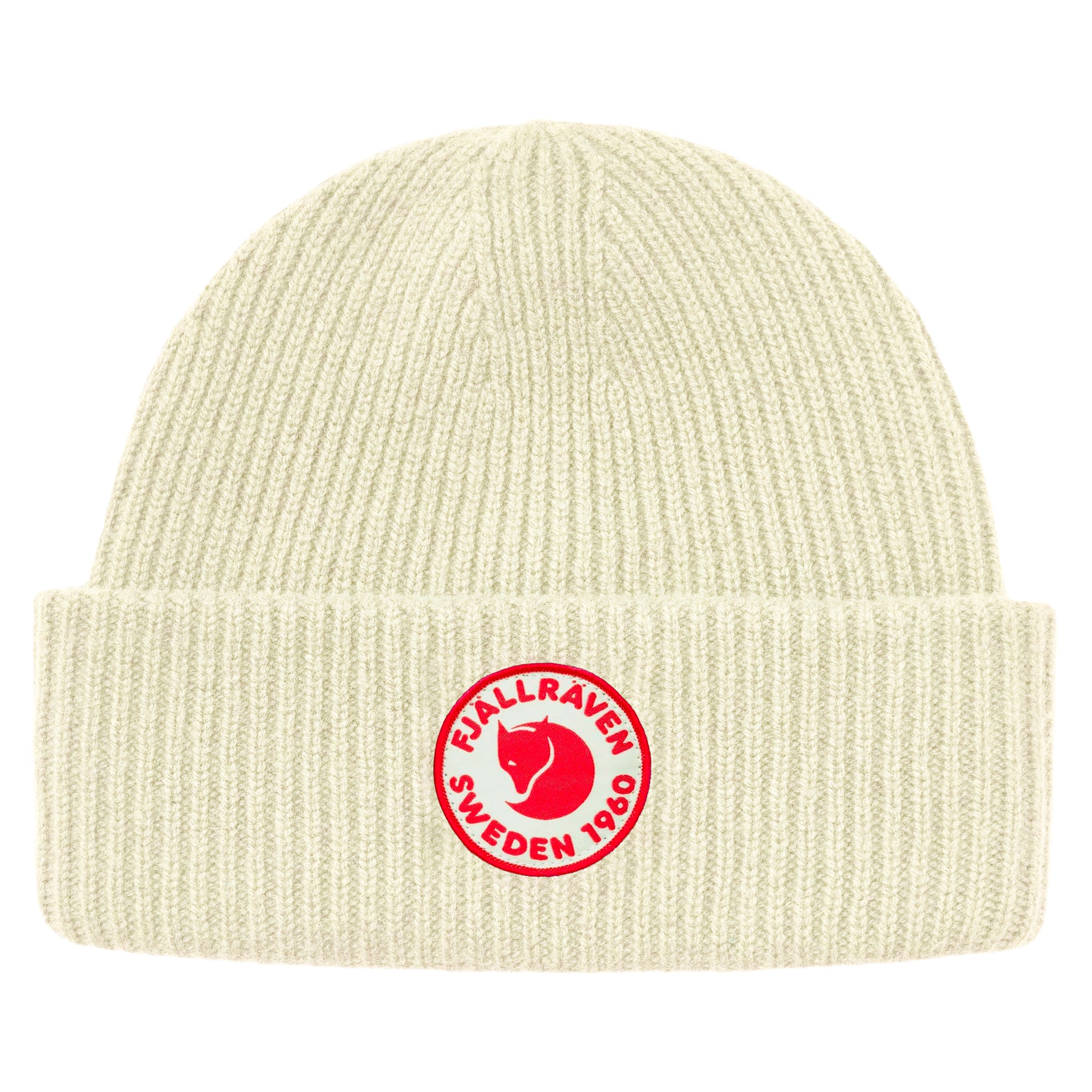 Front view of Fjallraven 1960 Logo Beanie for Men in Chalk White