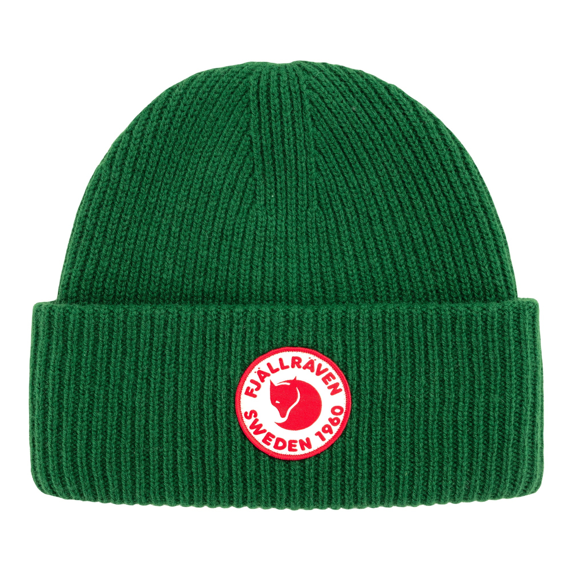 Front view of Fjallraven 1960 Logo Beanie for Men in Palm Green