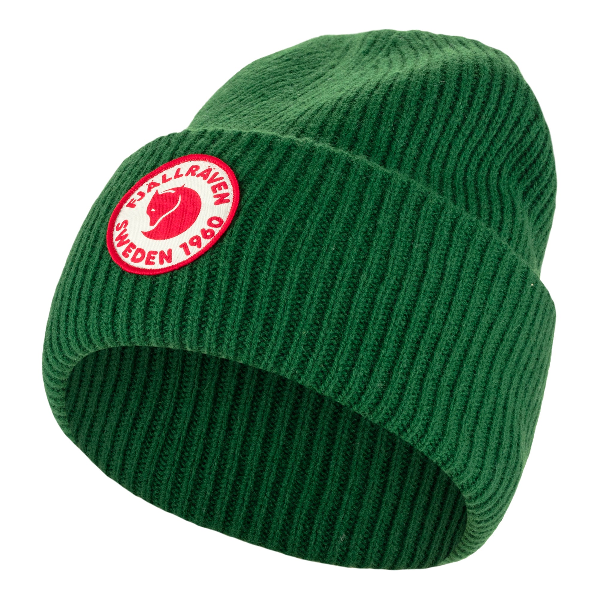 Side view of Fjallraven 1960 Logo Beanie for Men in Palm Green