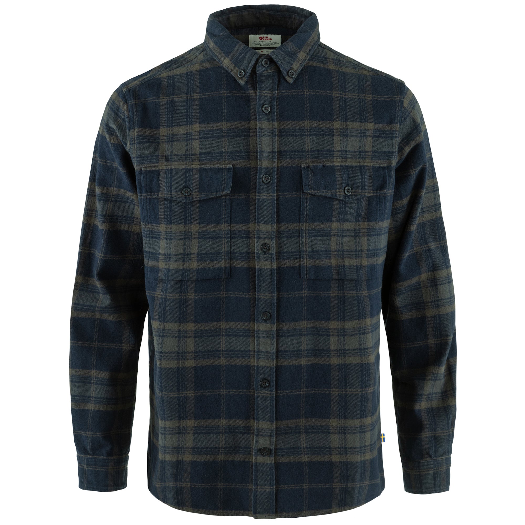 Front view of Fjallraven Ovik Twill shirt for Men in Dark Navy/Basalt