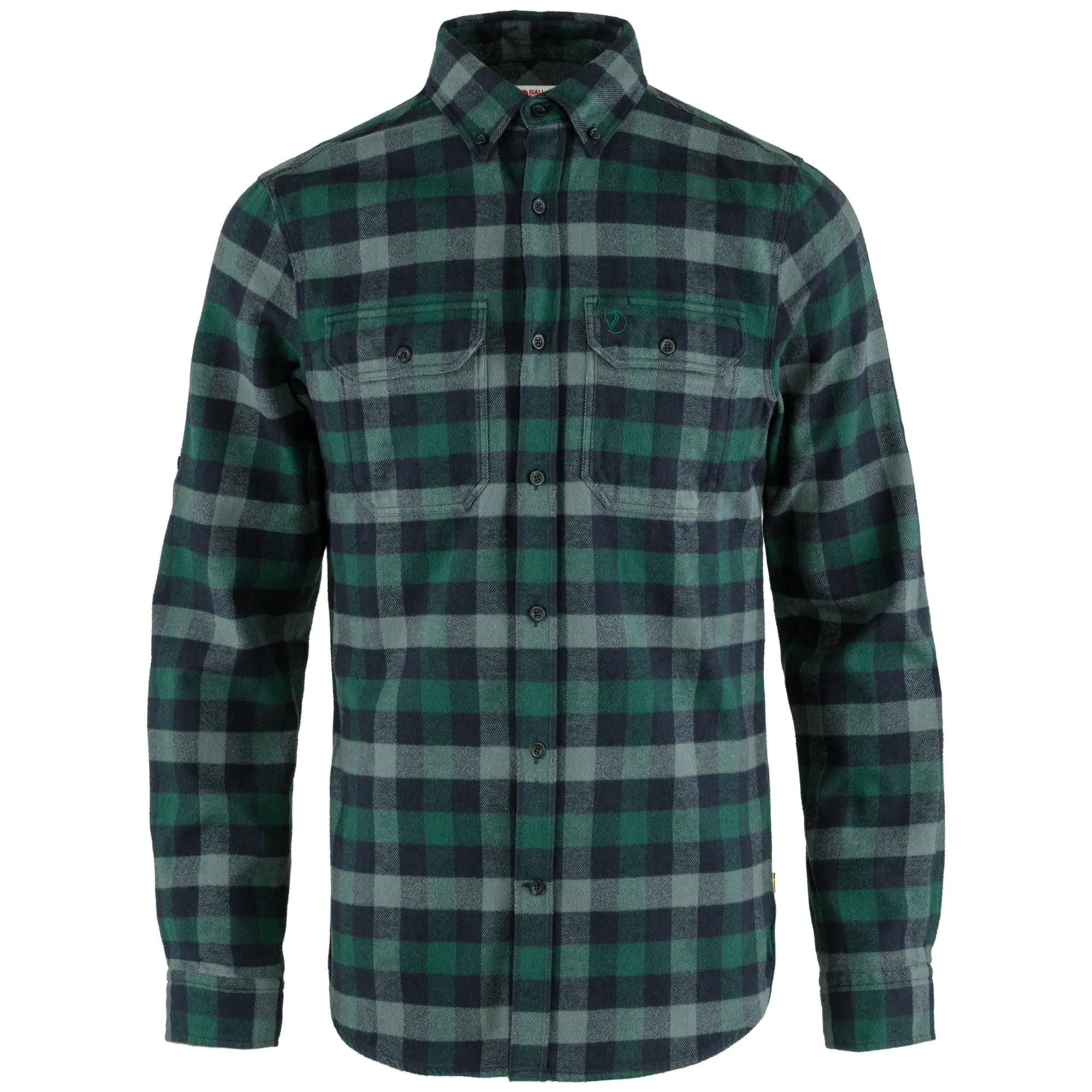 Front view of Fjallraven Skog Shirt for Men in Artic Green/Navy