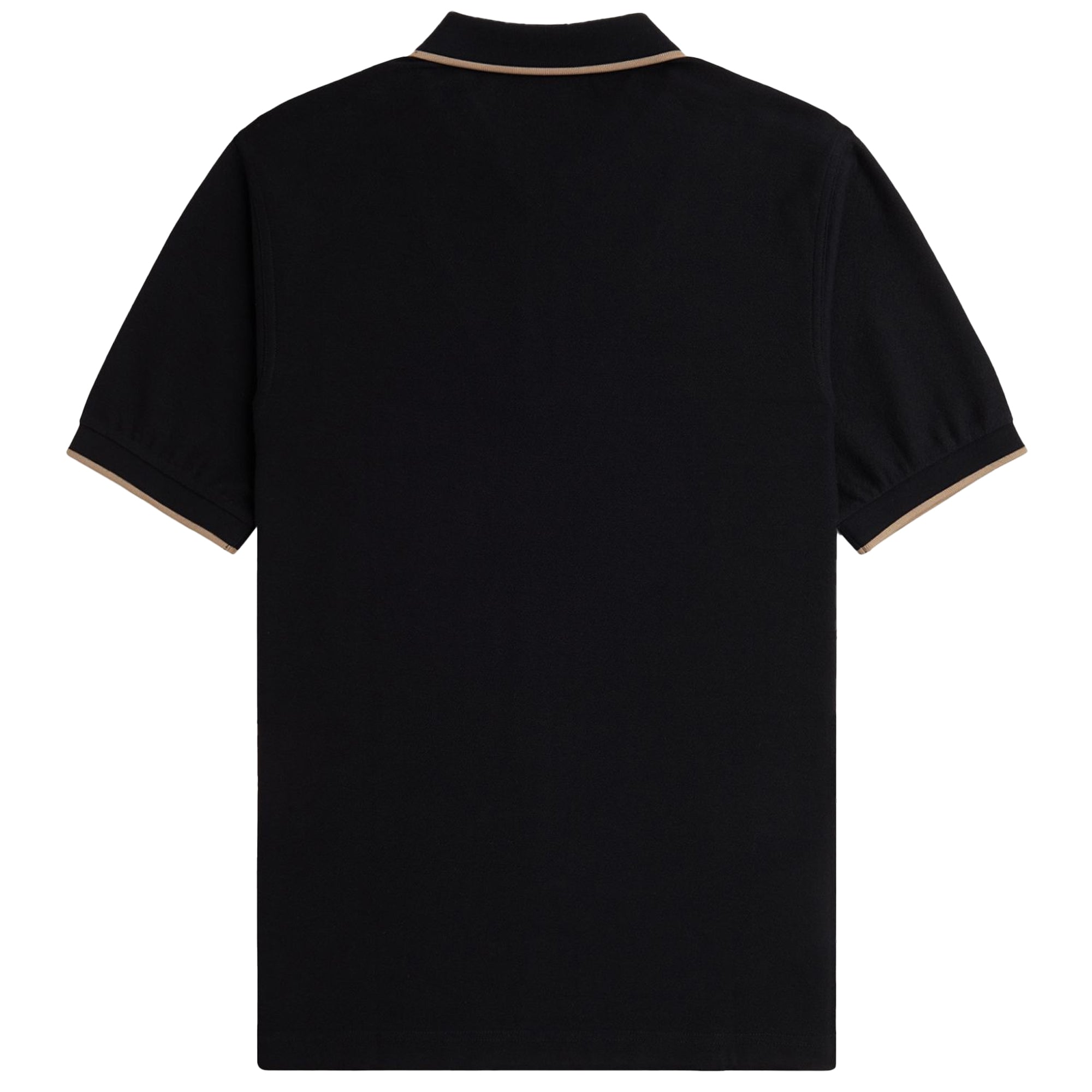 Side view of Fred Perry Crepe Pique Zip Neck Polo for Men in Black