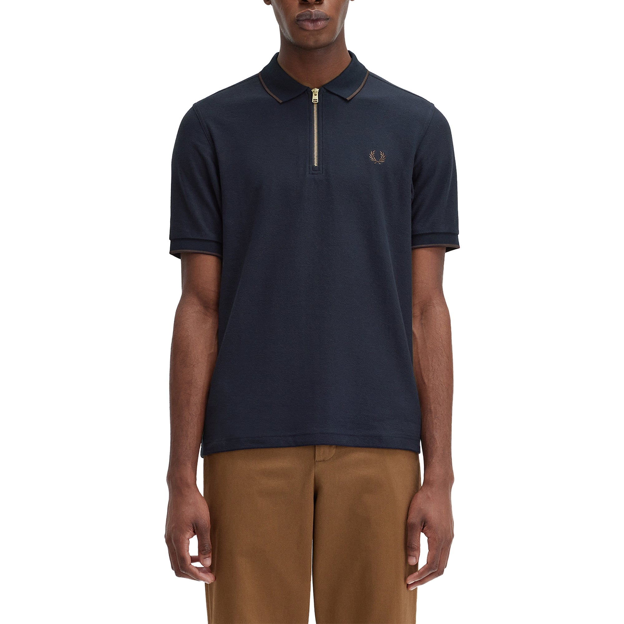 Fred Perry Crepe Pique Zip Neck Polo Shirt