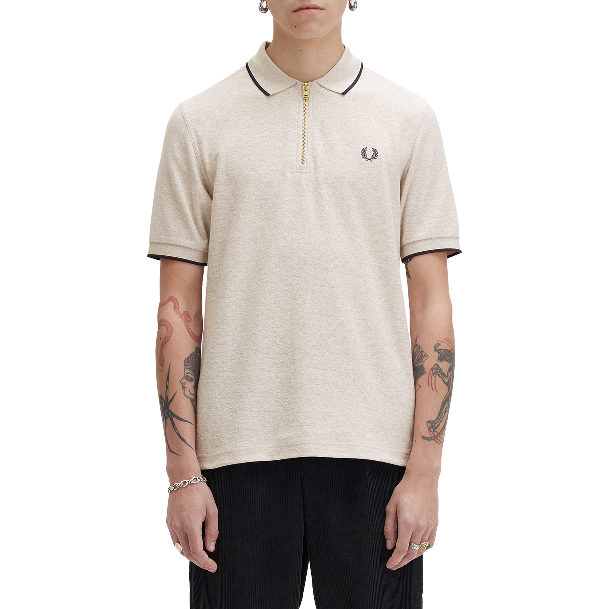 Fred Perry Crepe Pique Zip Neck Polo Shirt