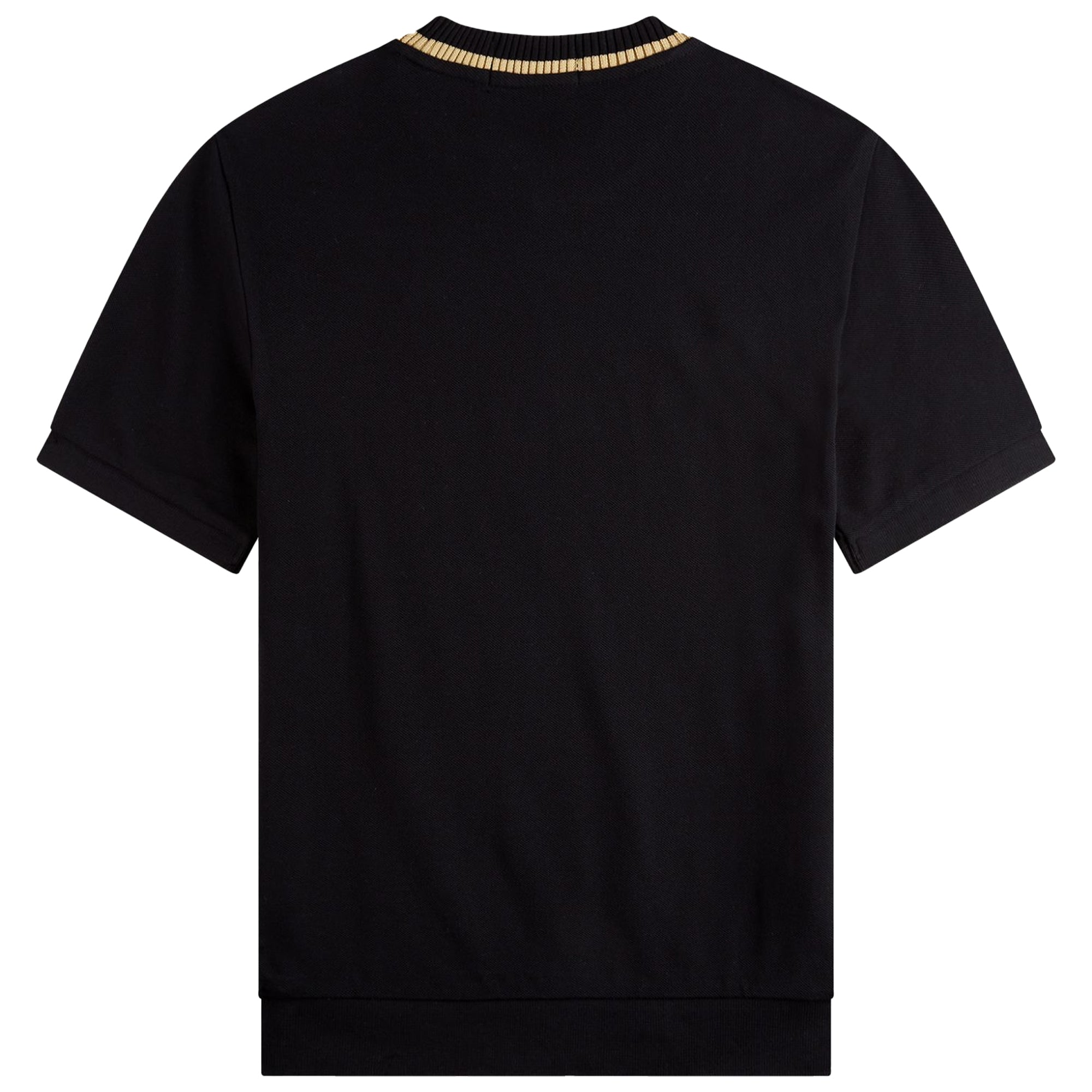 Rear view of Fred Perry Crew Neck Pique T-Shirt for Men in Black