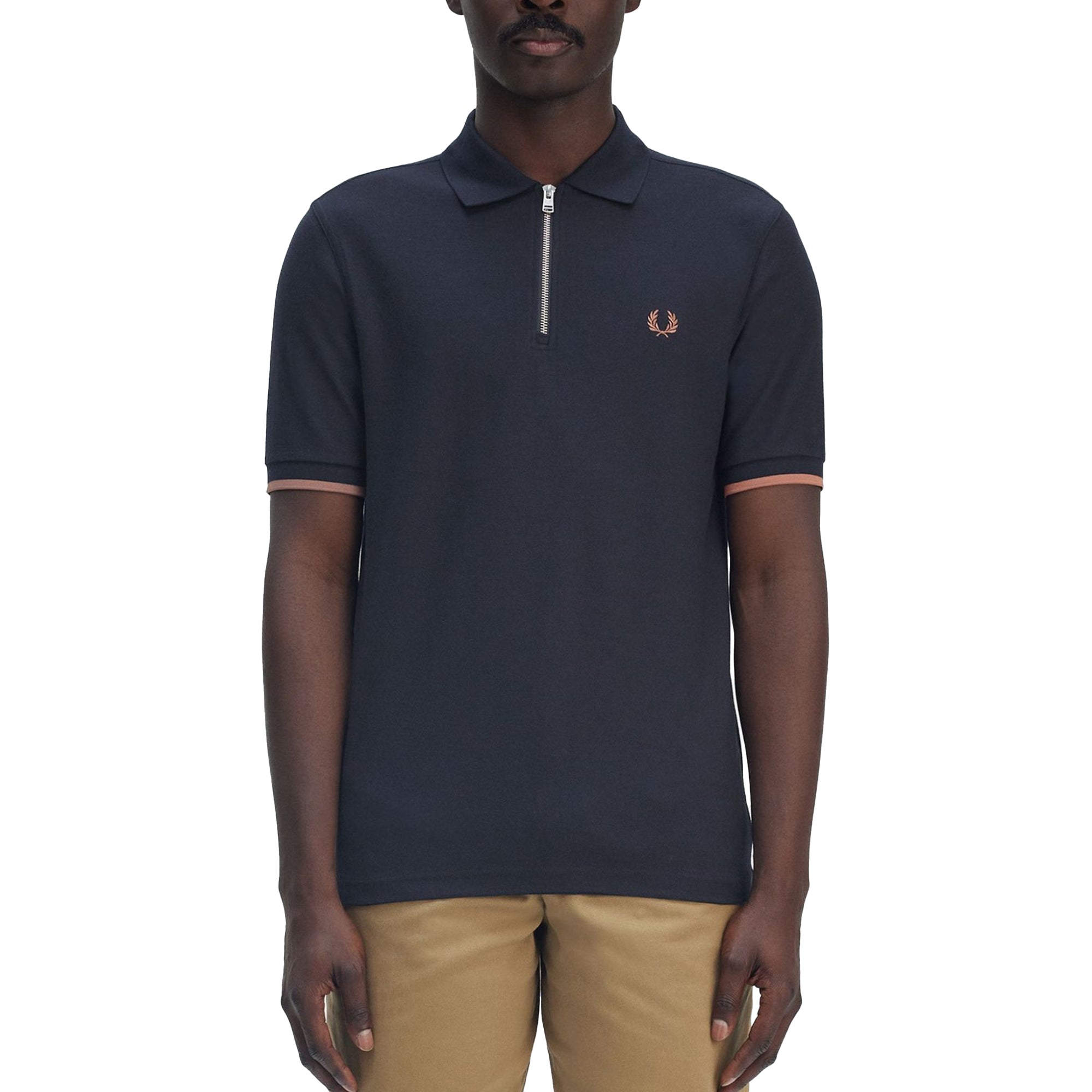 Fred Perry Crepe Pique Zip Neck Polo Shirt