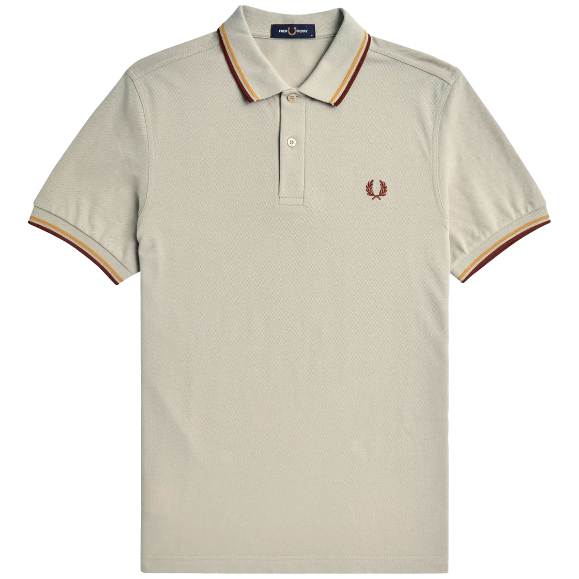 Front view of Fred Perry The Fred Perry Shirt for Men in Oatmeal/Honeycomb/Whisky Brown