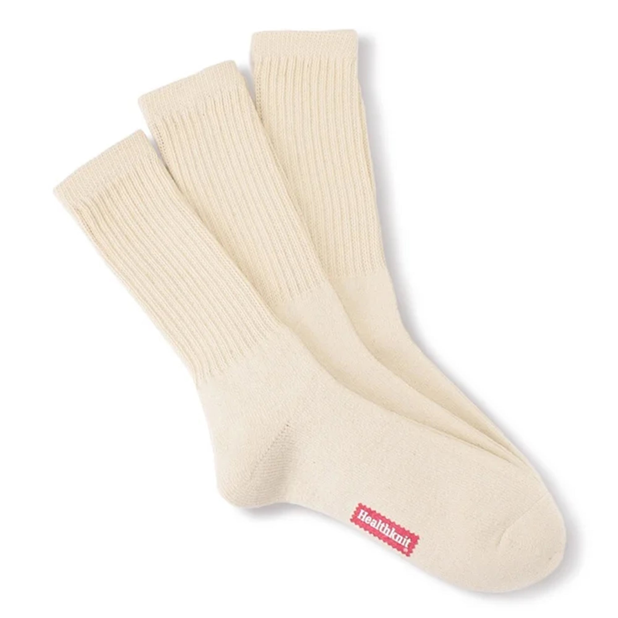 Tripple stacked view of Healthknit 3 Pack Socks for Men in Off White