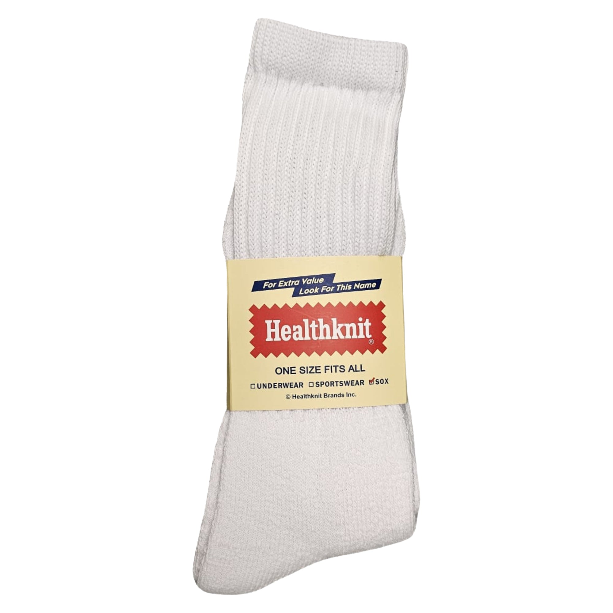 Front packaged view of Healthknit 3 Pack Socks for Men in White