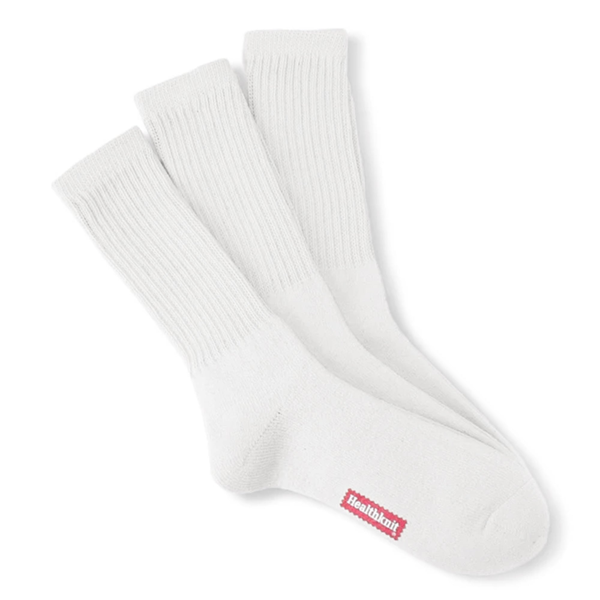 Tripple stacked view of Healthknit 3 Pack Socks for Men in White