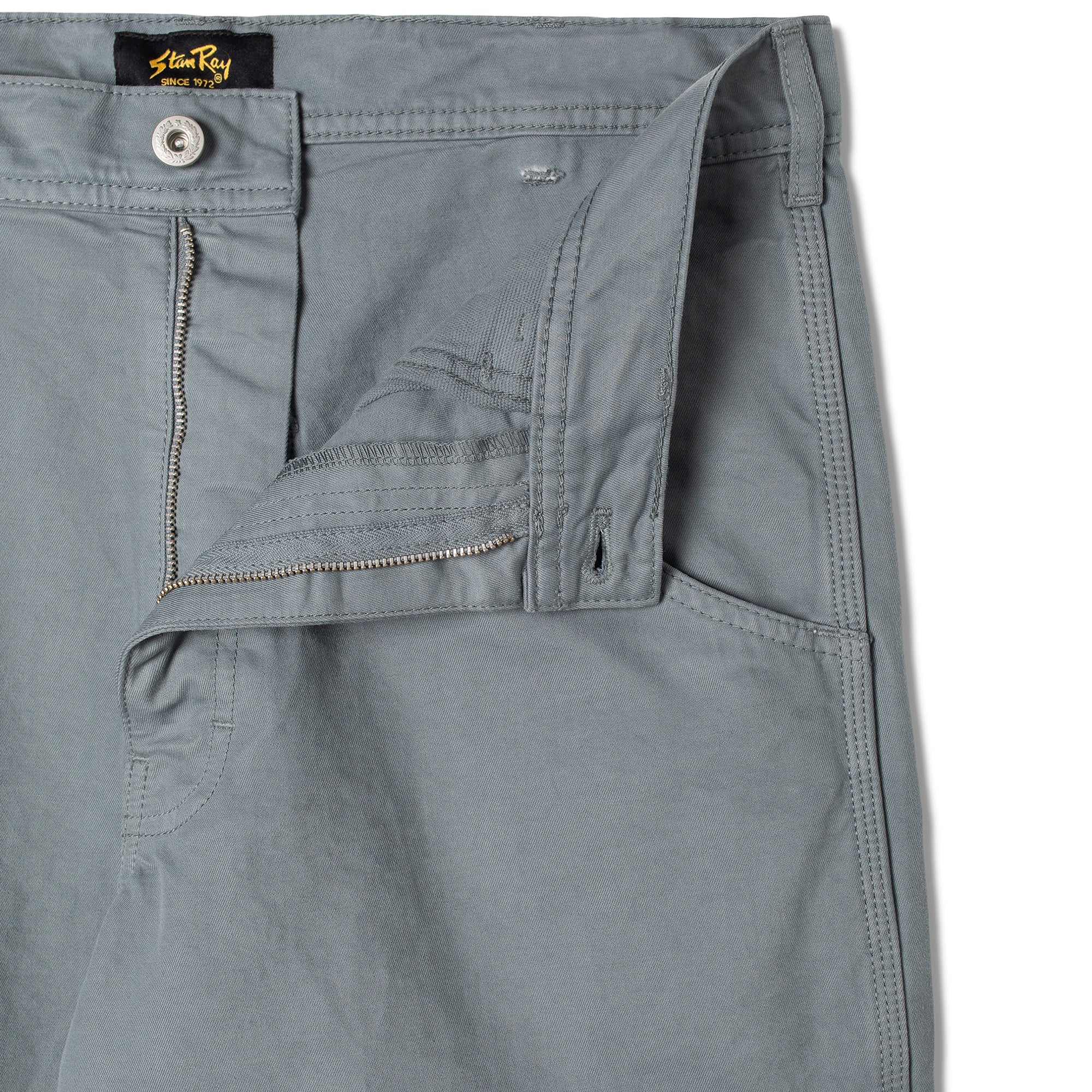 Close-up of fly on Stan Ray 80s Painter Pant for Men in Battle Grey Twill