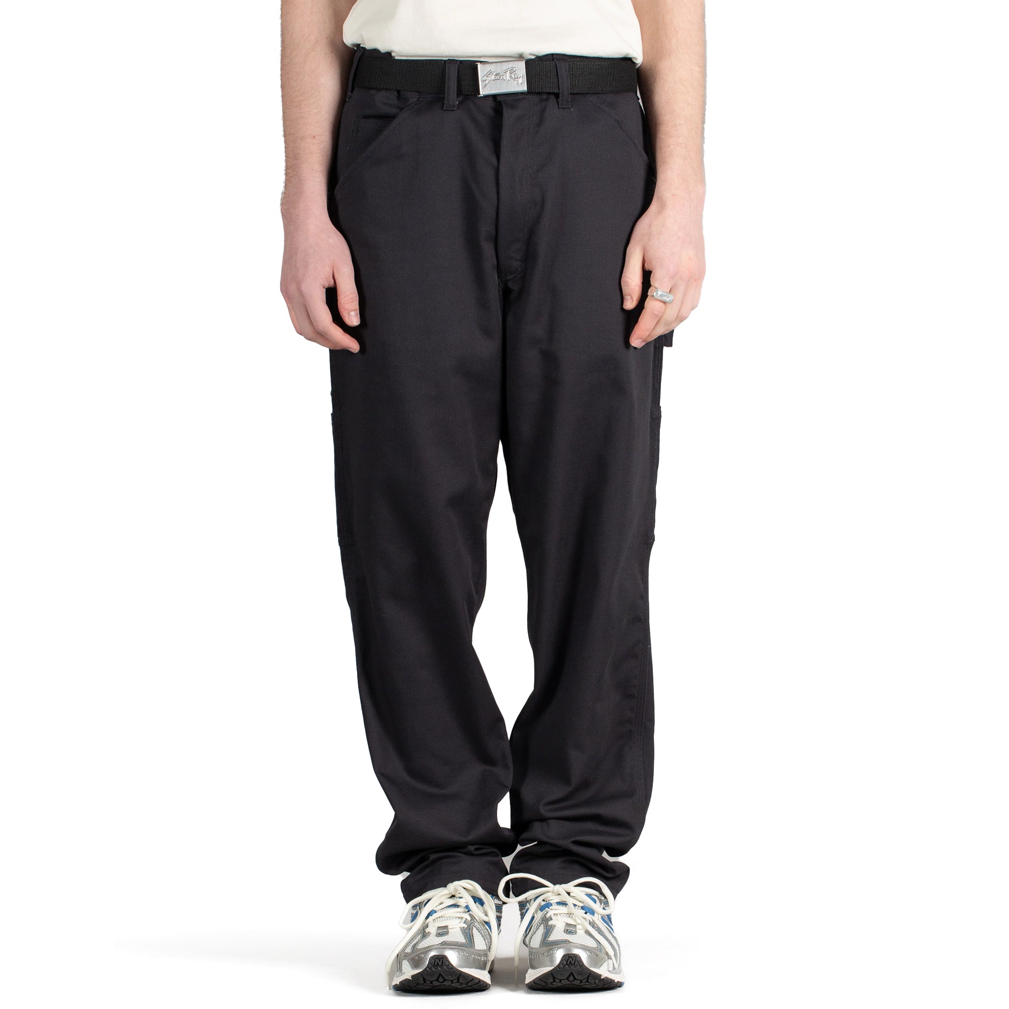 Front model shot of Stan Ray 'Made in USA' 80s Painter Pant for Men in Earl's Black Twill