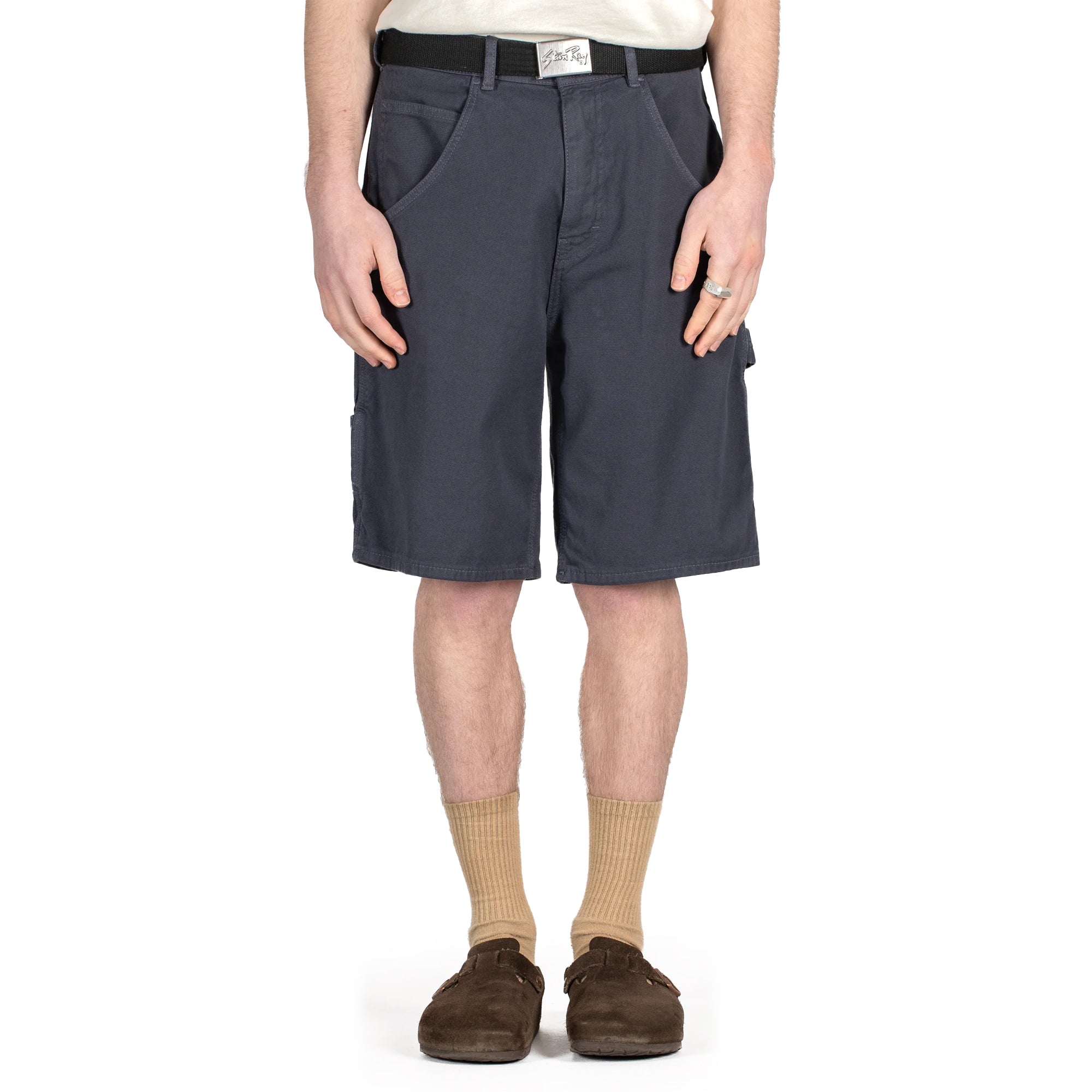 Front model shot of Stan Ray Big Job Shorts for Men in Navy Duck