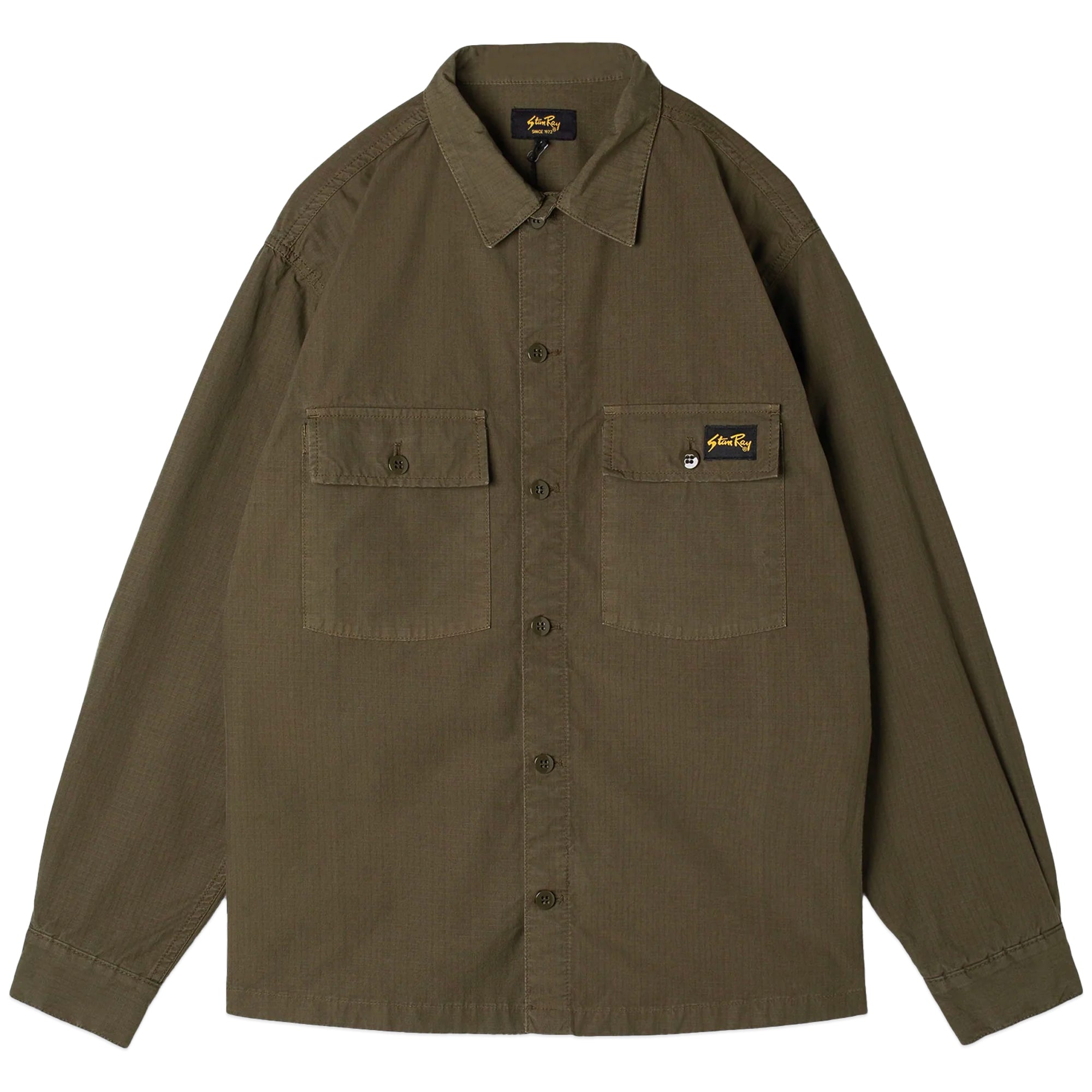 Front view of Stan Ray CPO Shirt for Men in Olive Ripstop