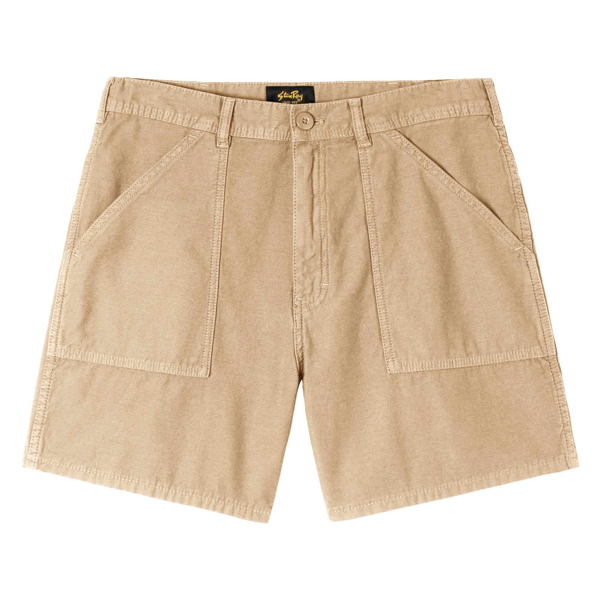 Front shot of Stan Ray Fat Shorts for Men in Khaki Sateen