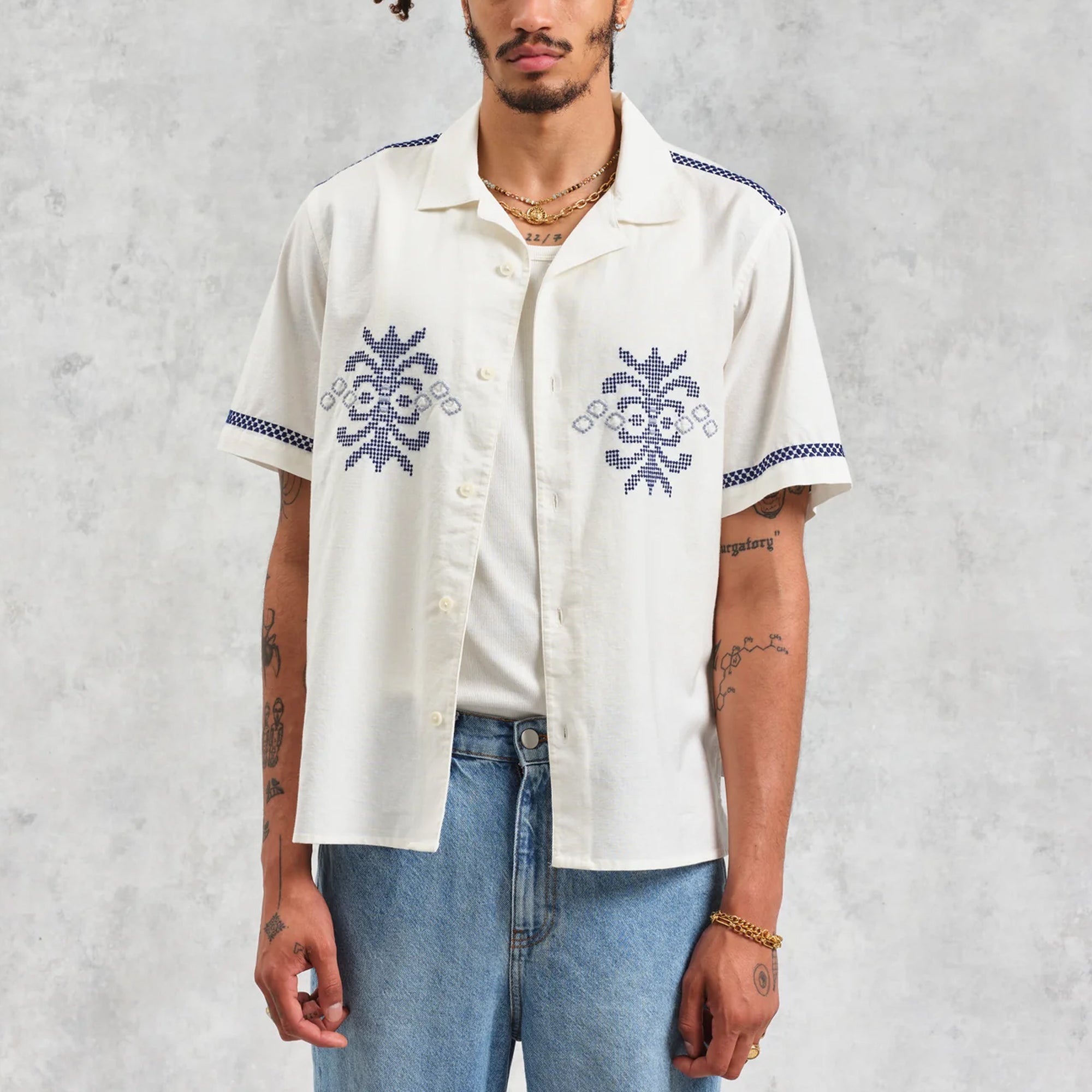 Wax London Didcot Crest Motif Shirt