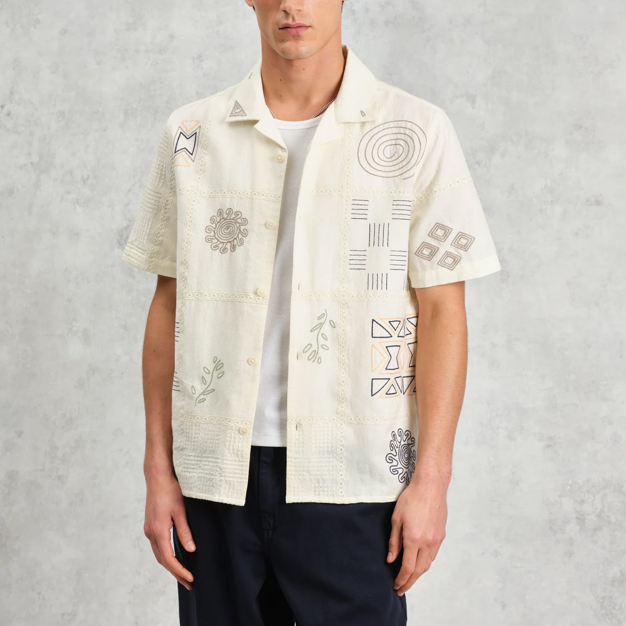 Wax London Didcot Doodle Embroidery Shirt