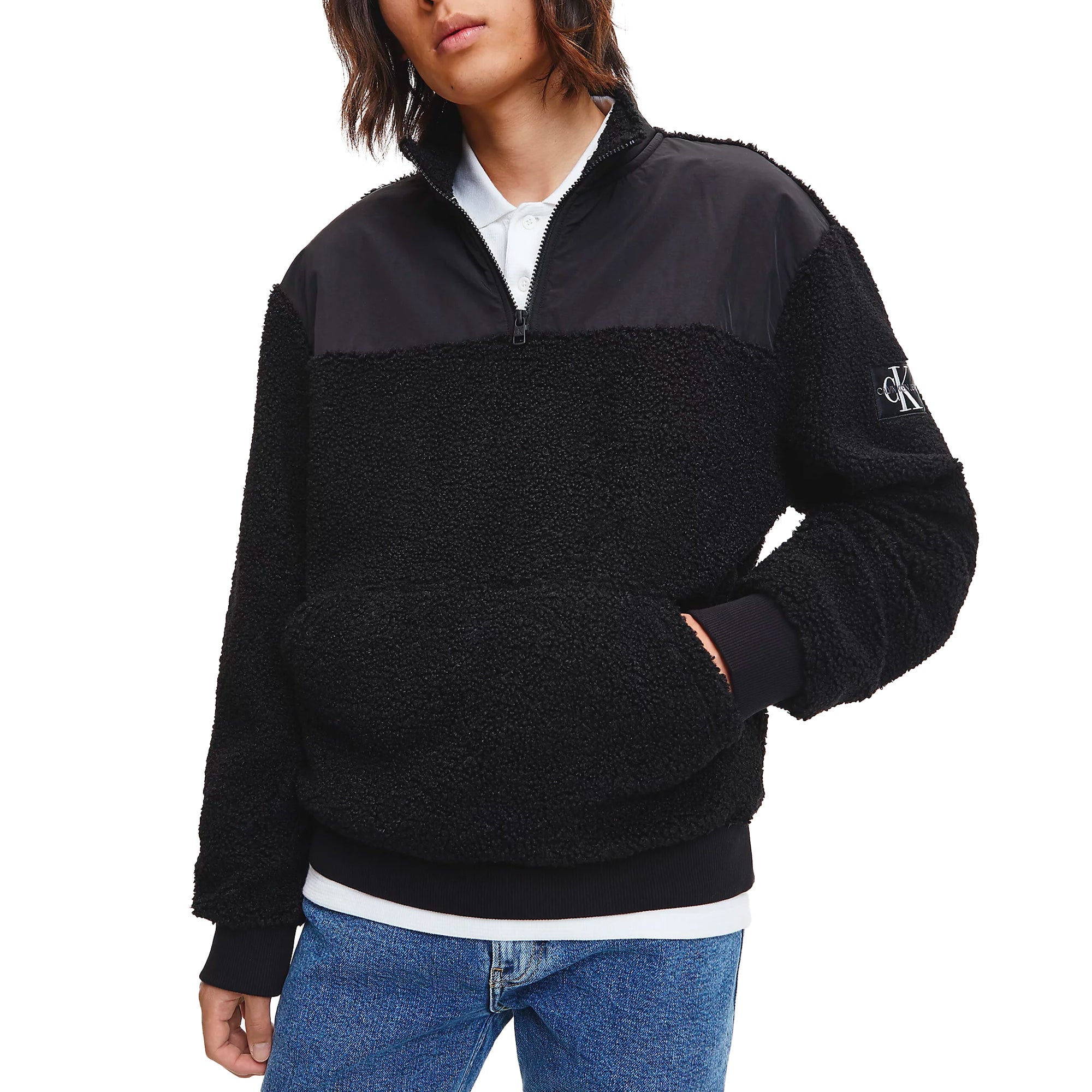 Mens half discount zip sherpa fleece