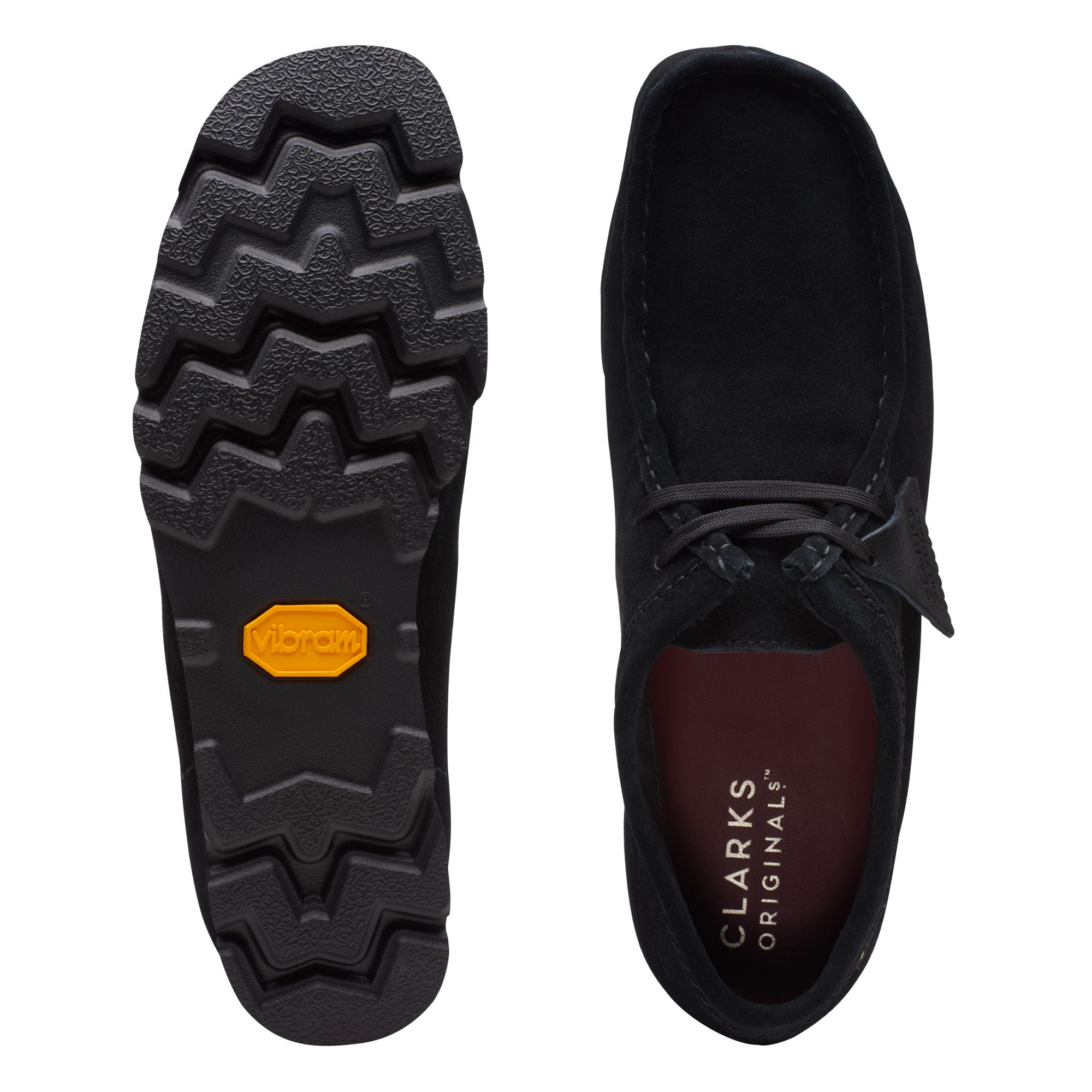 Clarks wallabees black on sale suede