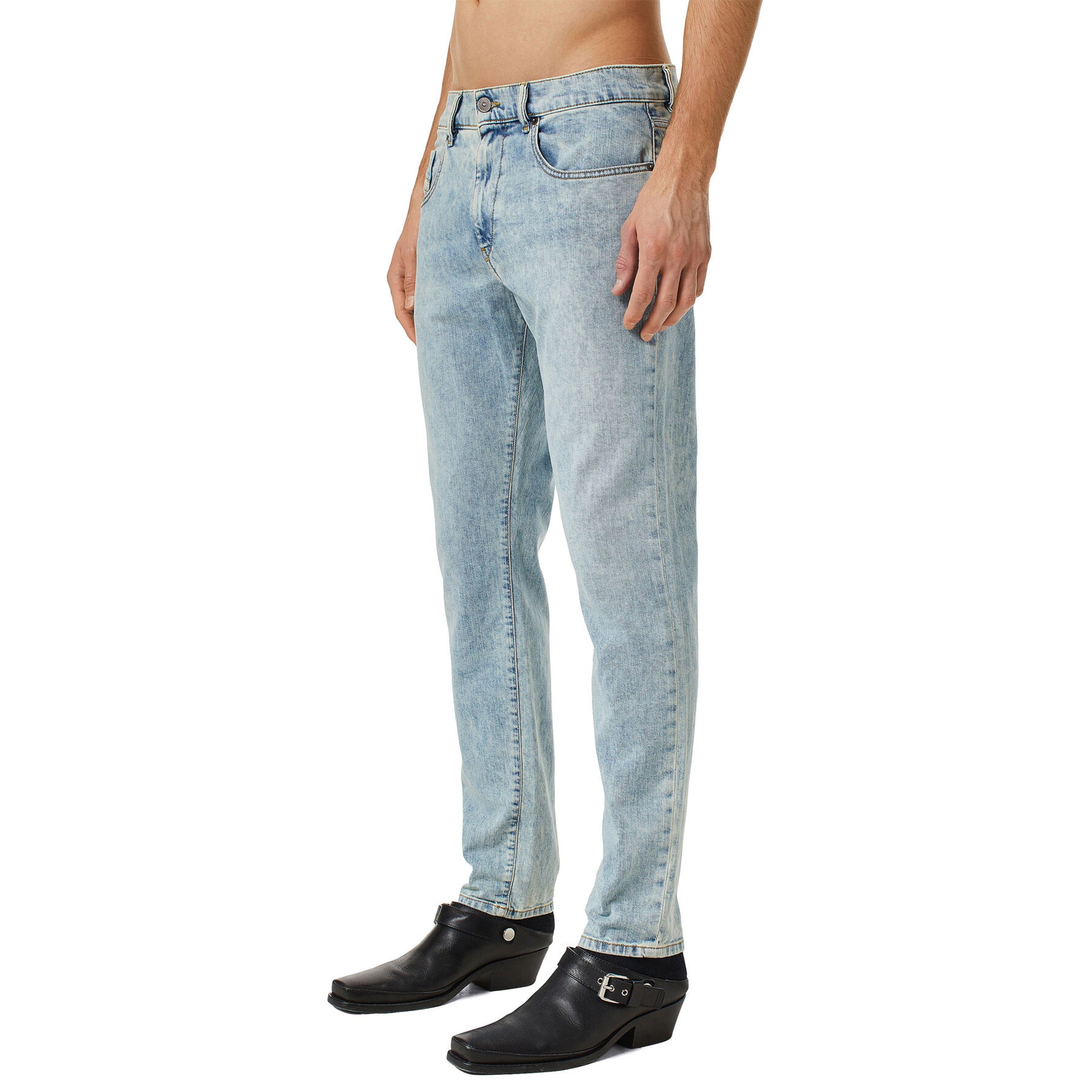 BOSS - Slim-fit jeans in marbled-blue comfort-stretch denim