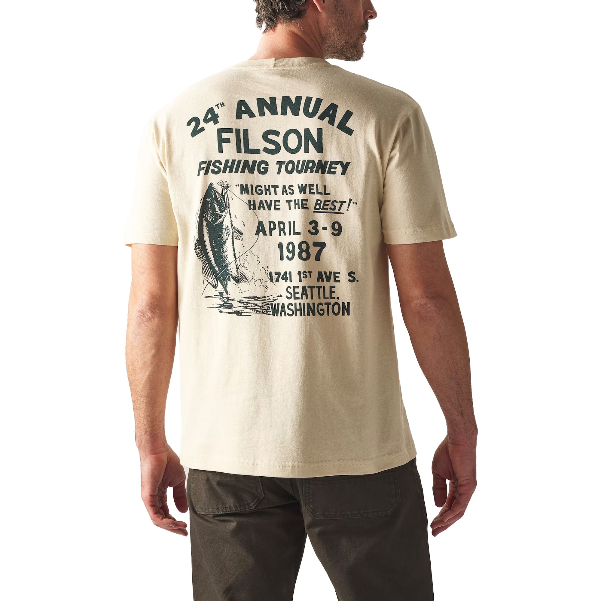 Filson - SS Pioneer Graphic T-Shirt - Stone / Fishing Tourney - Small