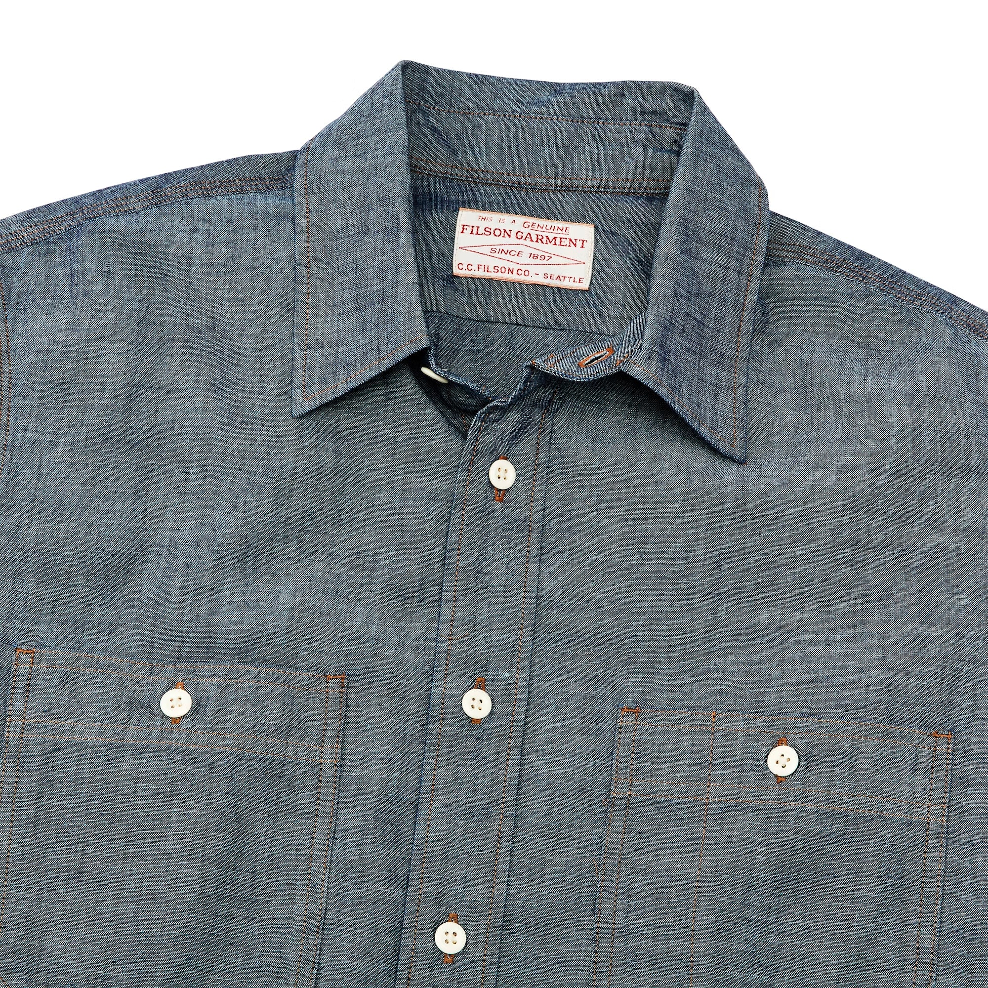 Filson Short Sleeve Chambray Shirt - Indigo Chambray