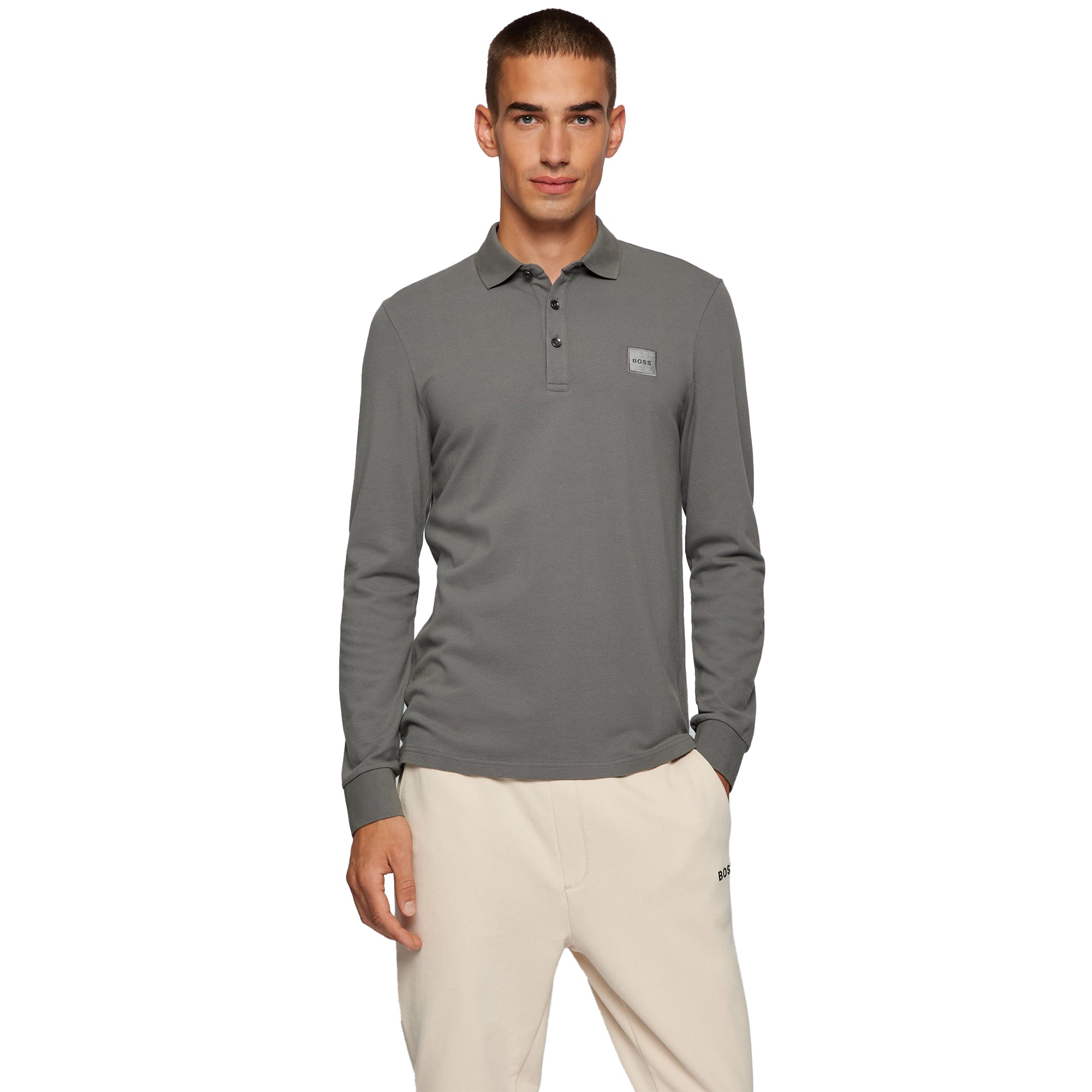 Boss Passerby 1 Long Sleeve Polo - Flat Iron Grey