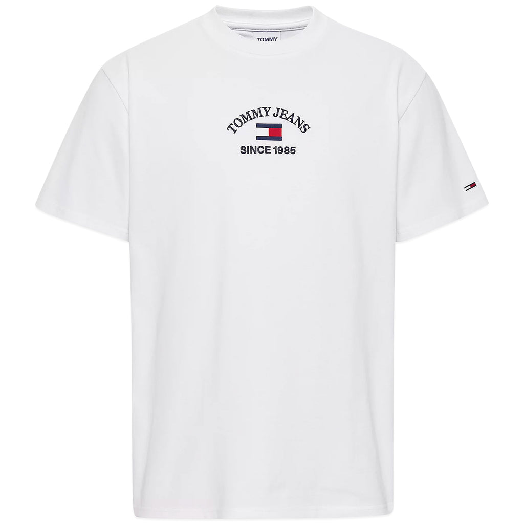 Tommy Jeans White Flocked Flag Timeless - T-Shirt