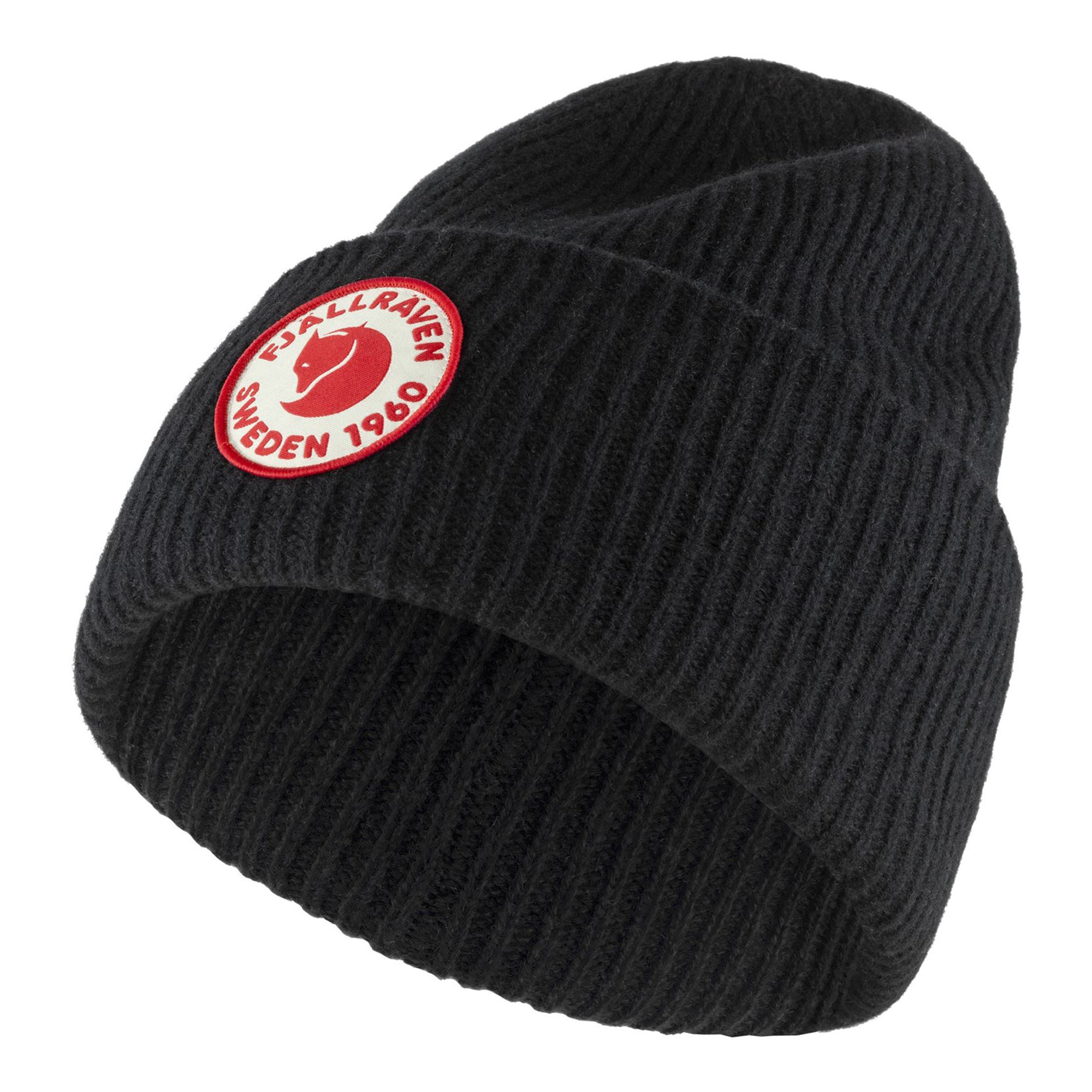 Side view of Fjallraven 1960 Logo Beanie for Men in Black