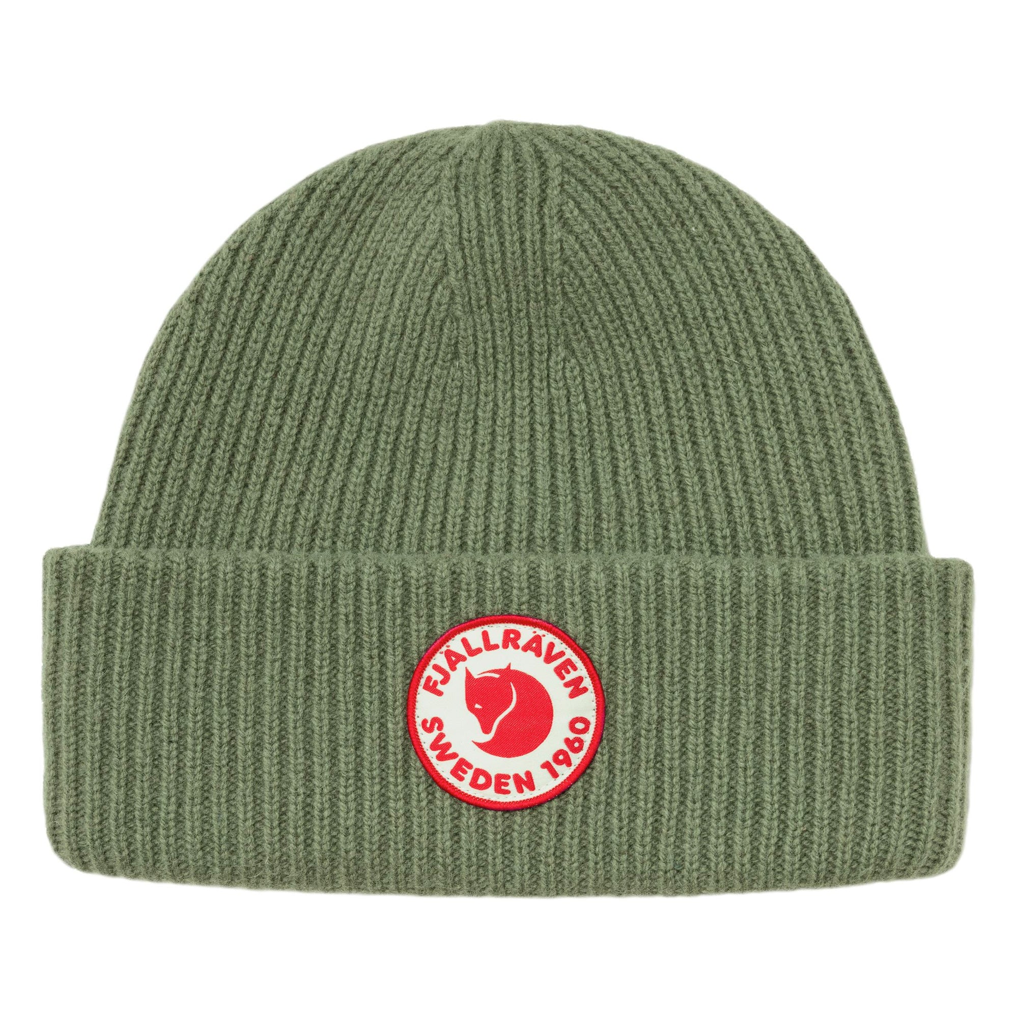 Front view of Fjallraven 1960 Logo Beanie for Men in Caper Green