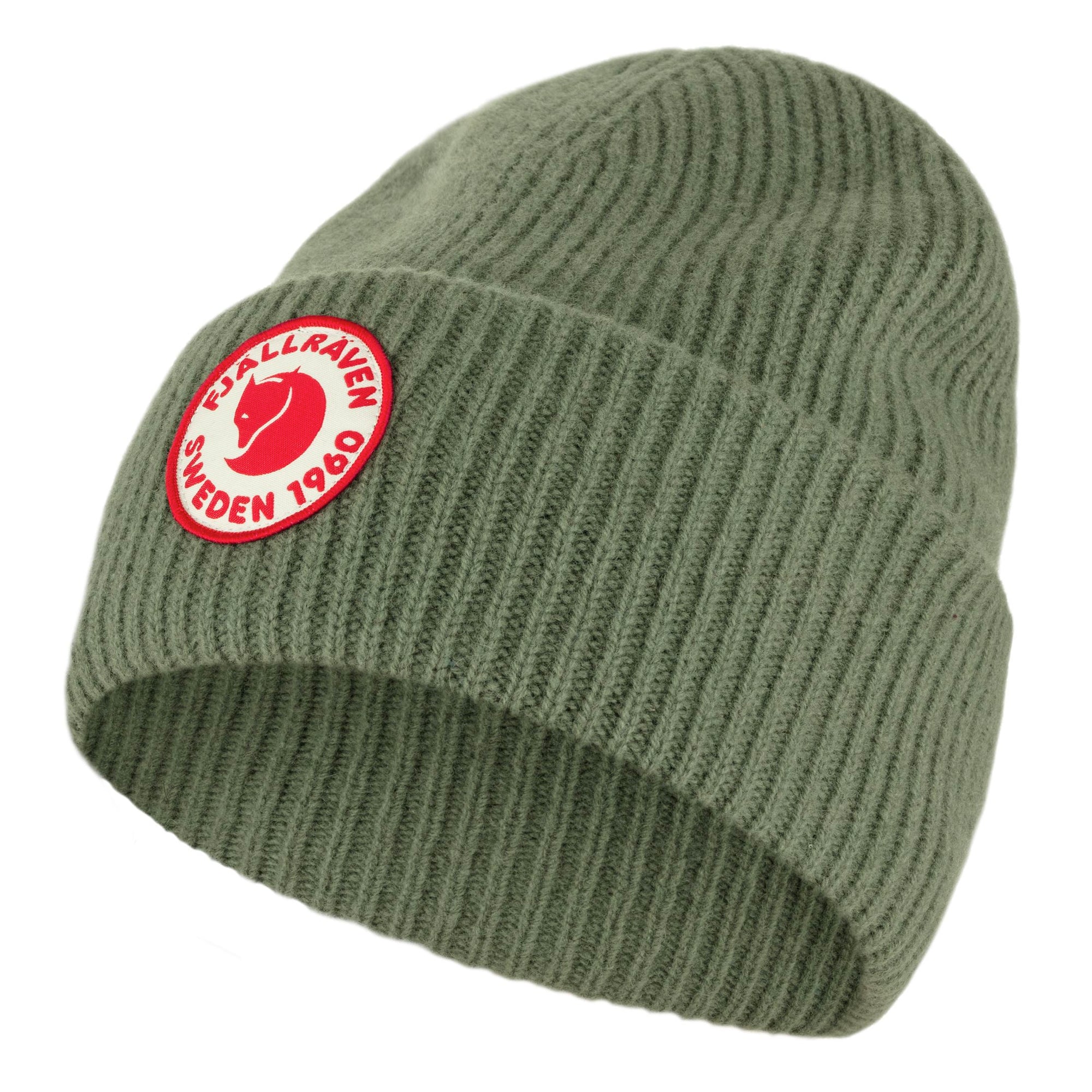 Side view of Fjallraven 1960 Logo Beanie for Men in Caper Green