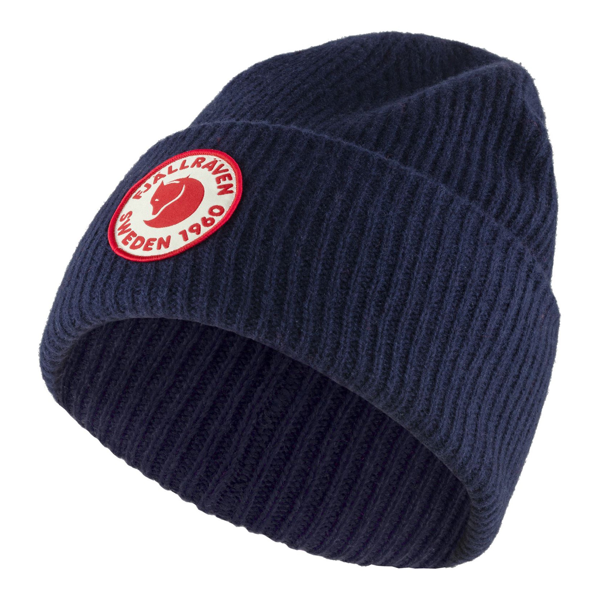 Side view of Fjallraven 1960 Logo Beanie for Men in Dark Navy