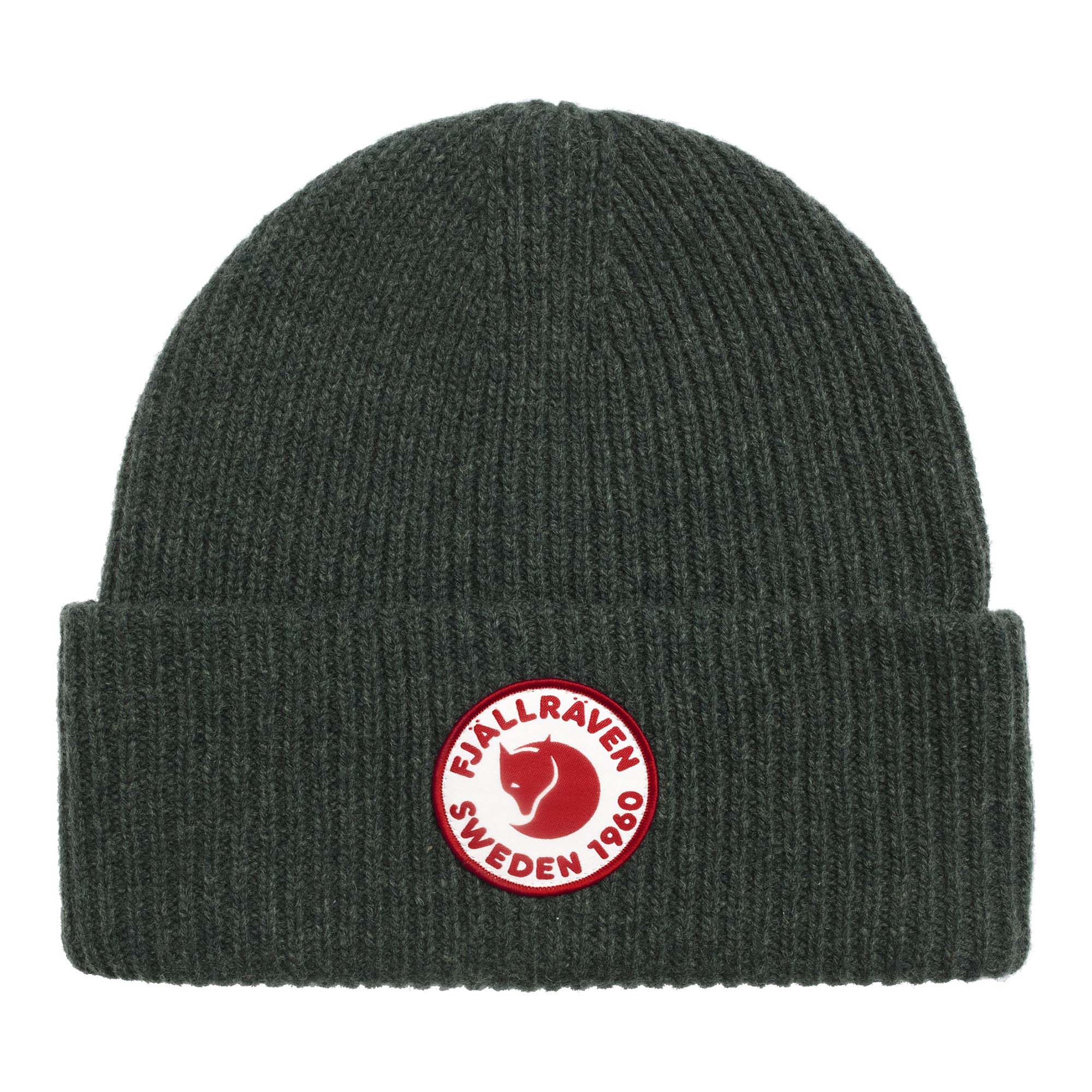 Front view of Fjallraven 1960 Logo Beanie for Men in Deep Forest