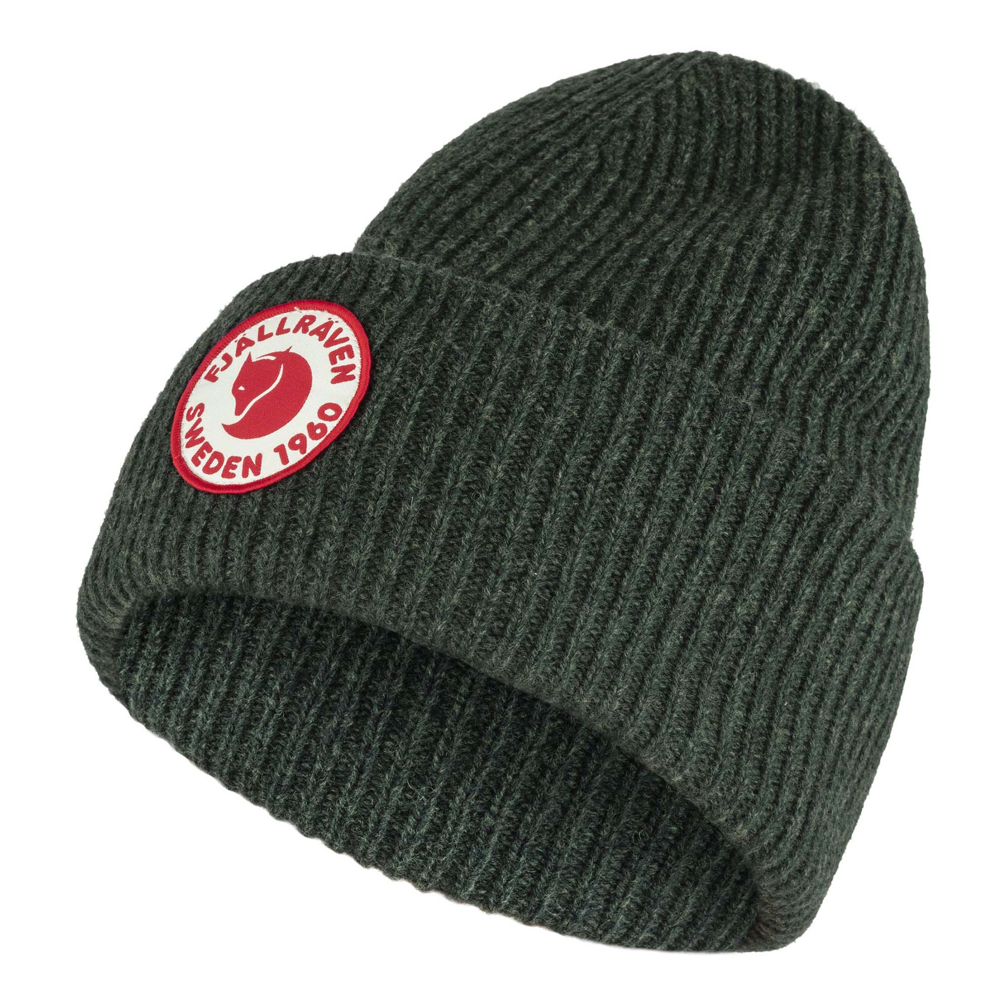 Side view of Fjallraven 1960 Logo Beanie for Men in Deep Forest