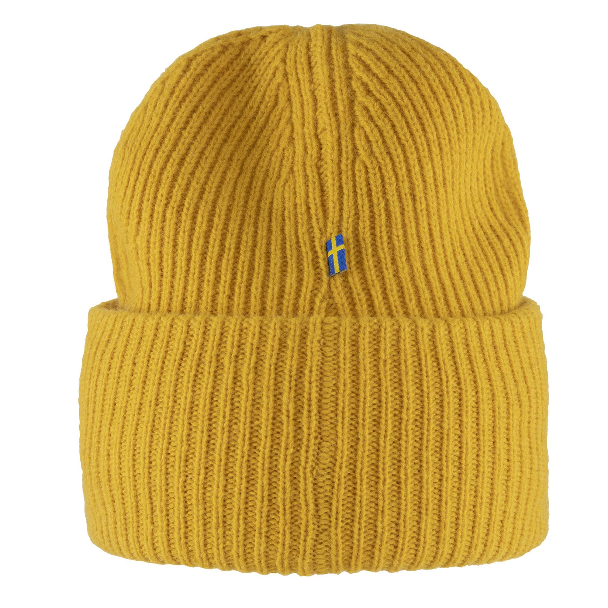 Rear view of Fjallraven 1960 Logo Beanie for Men in Mustard Yellow